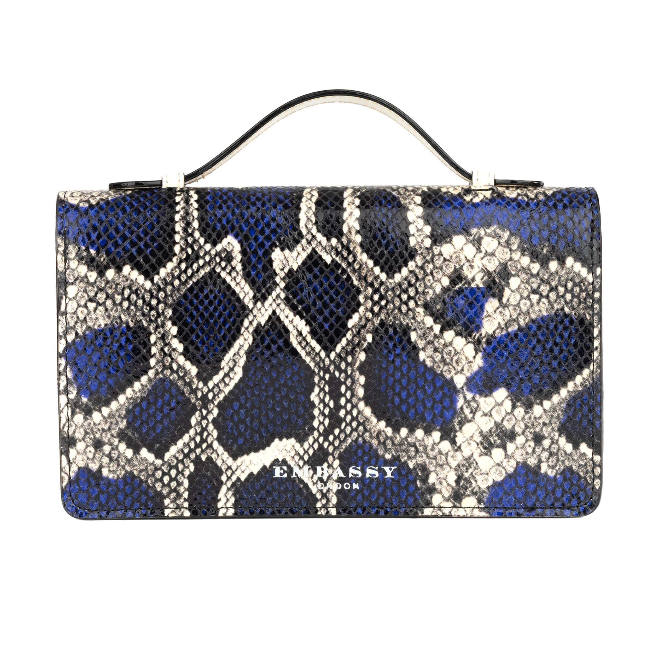 Envy - Blue Snake - Women's leather flap clutch bag with strap - Image 3
