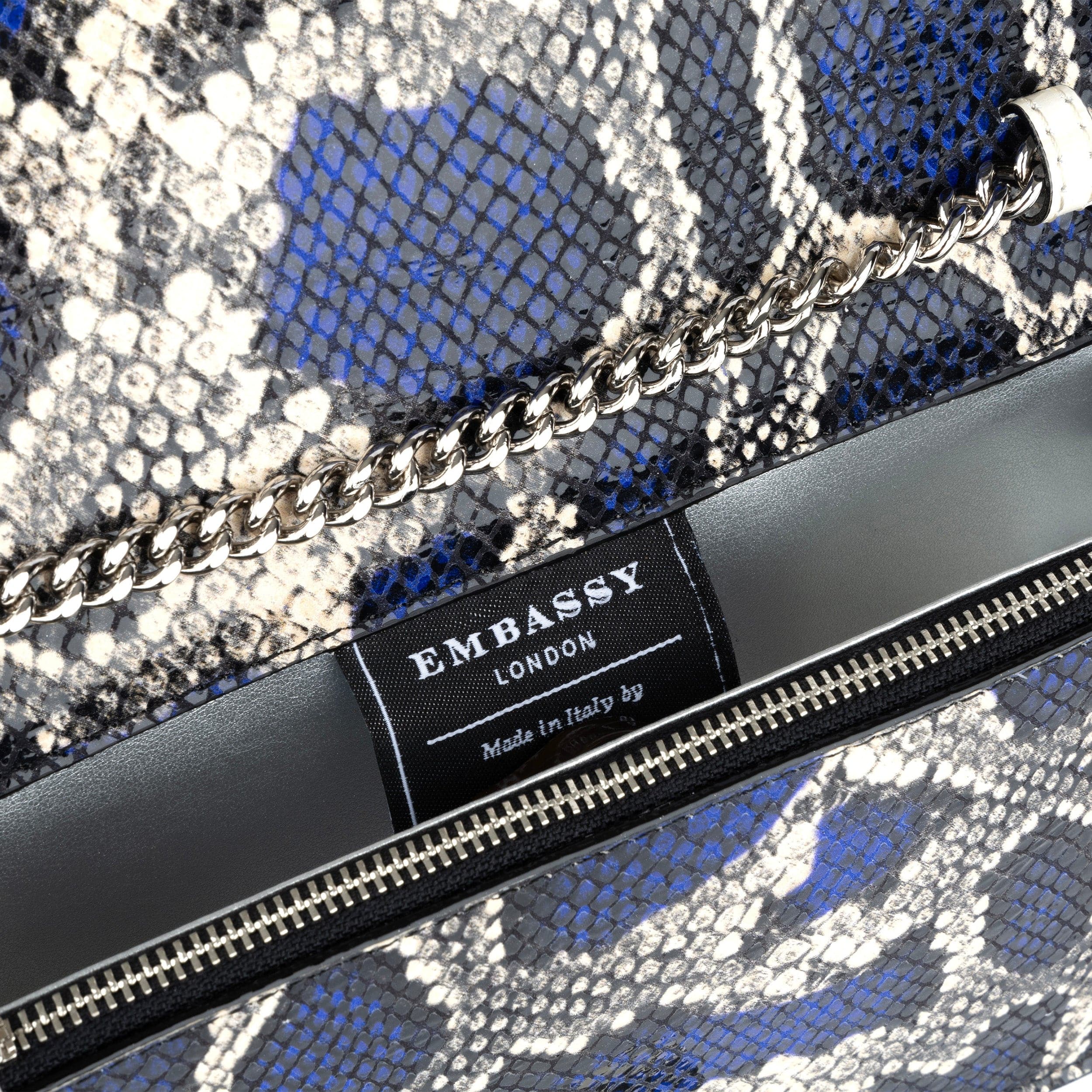 Envy - Blue Snake - Women's leather flap clutch bag with strap - Image 4