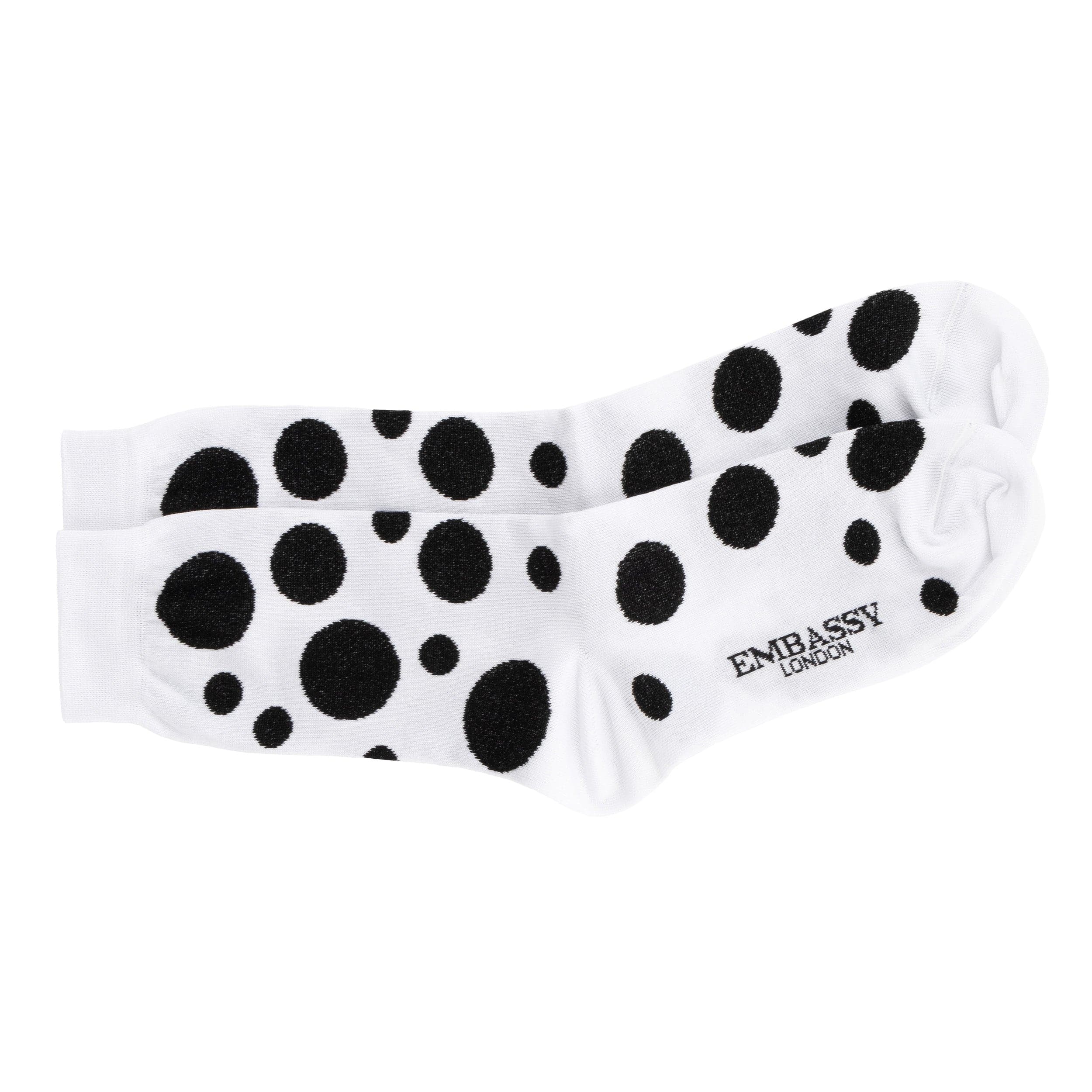 Footloose - White Black - Men's cotton socks size UK 6 to 12 in white & black dots - Image 3