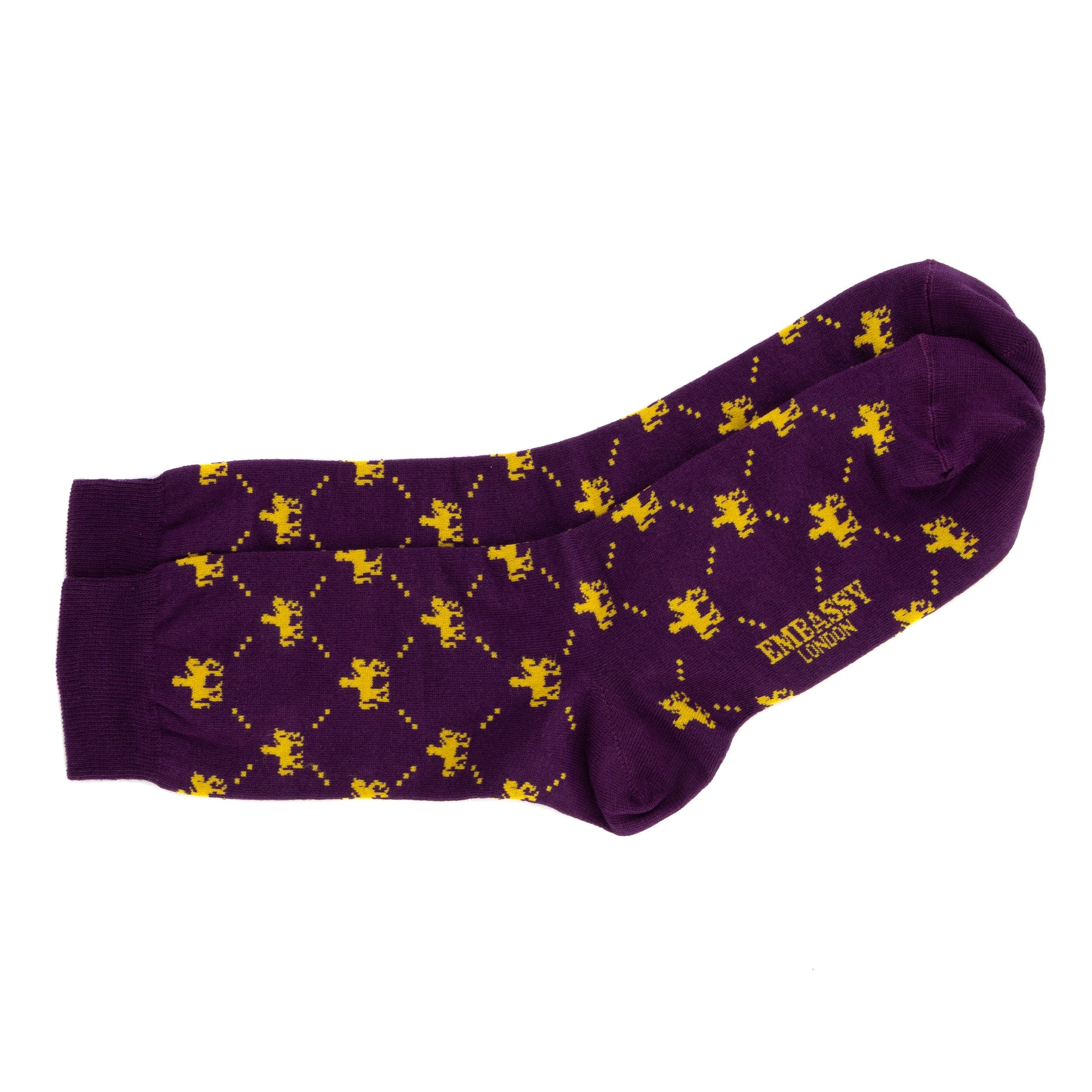 Footsie - Purple - Men's cotton crew socks size UK 6 to 12 in dark purple - Image 3