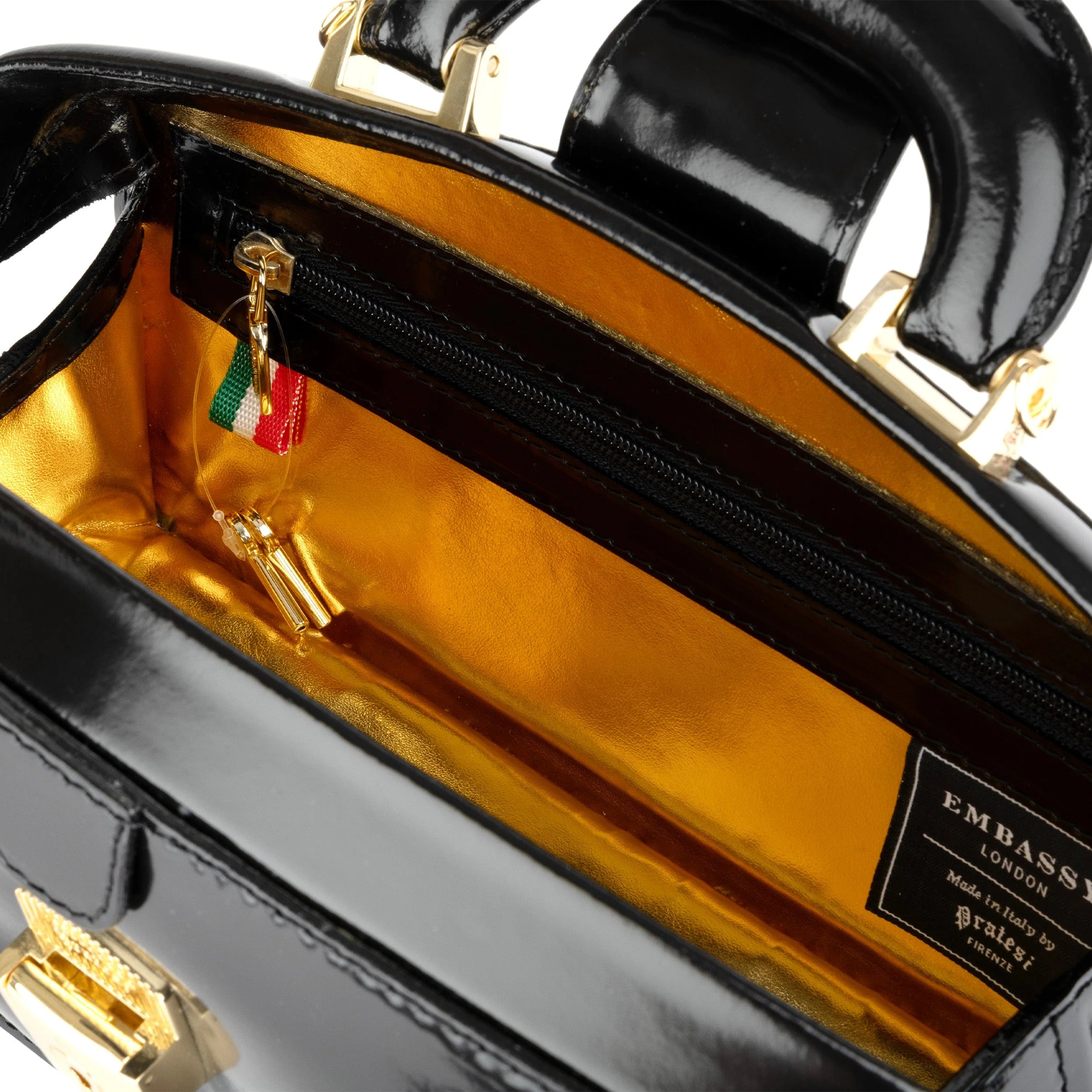 Gazelle - Black - Women’s patent leather top handle & crossbody bag - Image 7