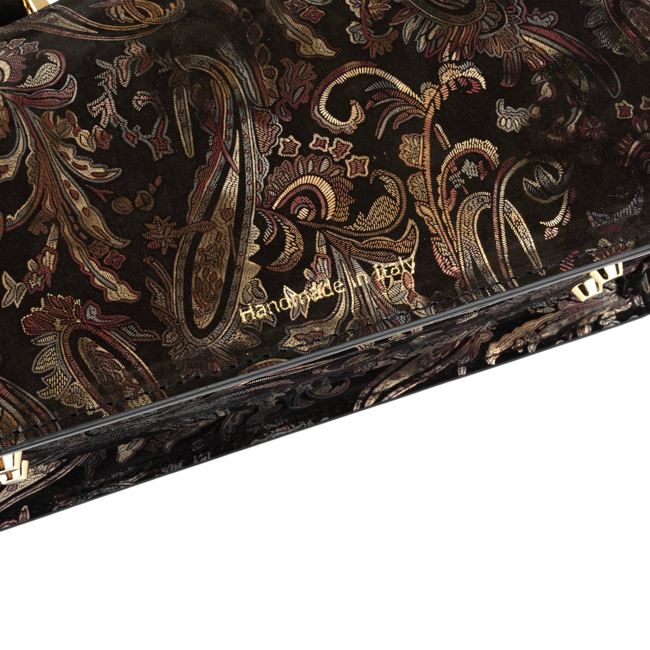 Gazelle - Black & Gold & Burgundy - Women’s patent leather top handle & crossbody bag - Image 6