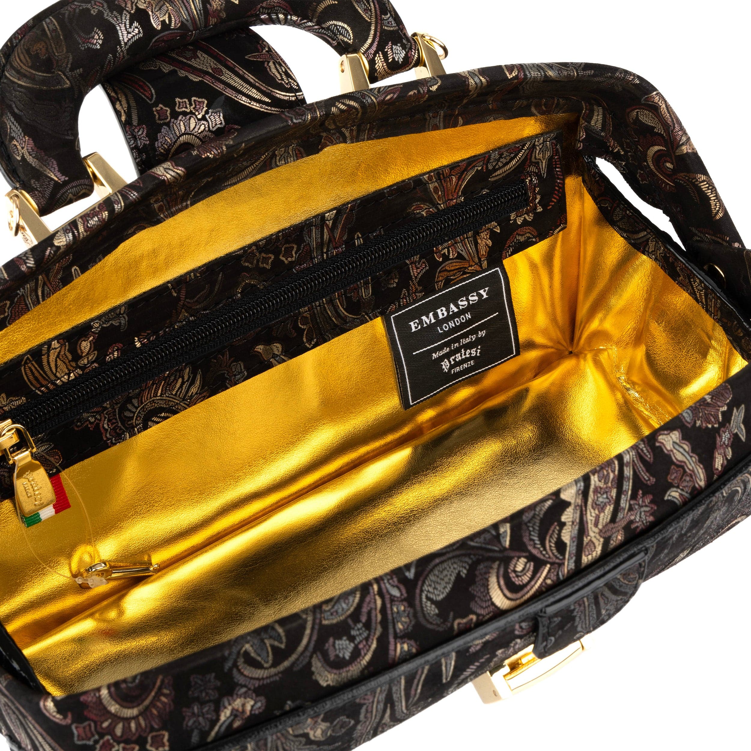 Gazelle - Black & Gold & Burgundy - Women’s patent leather top handle & crossbody bag - Image 7