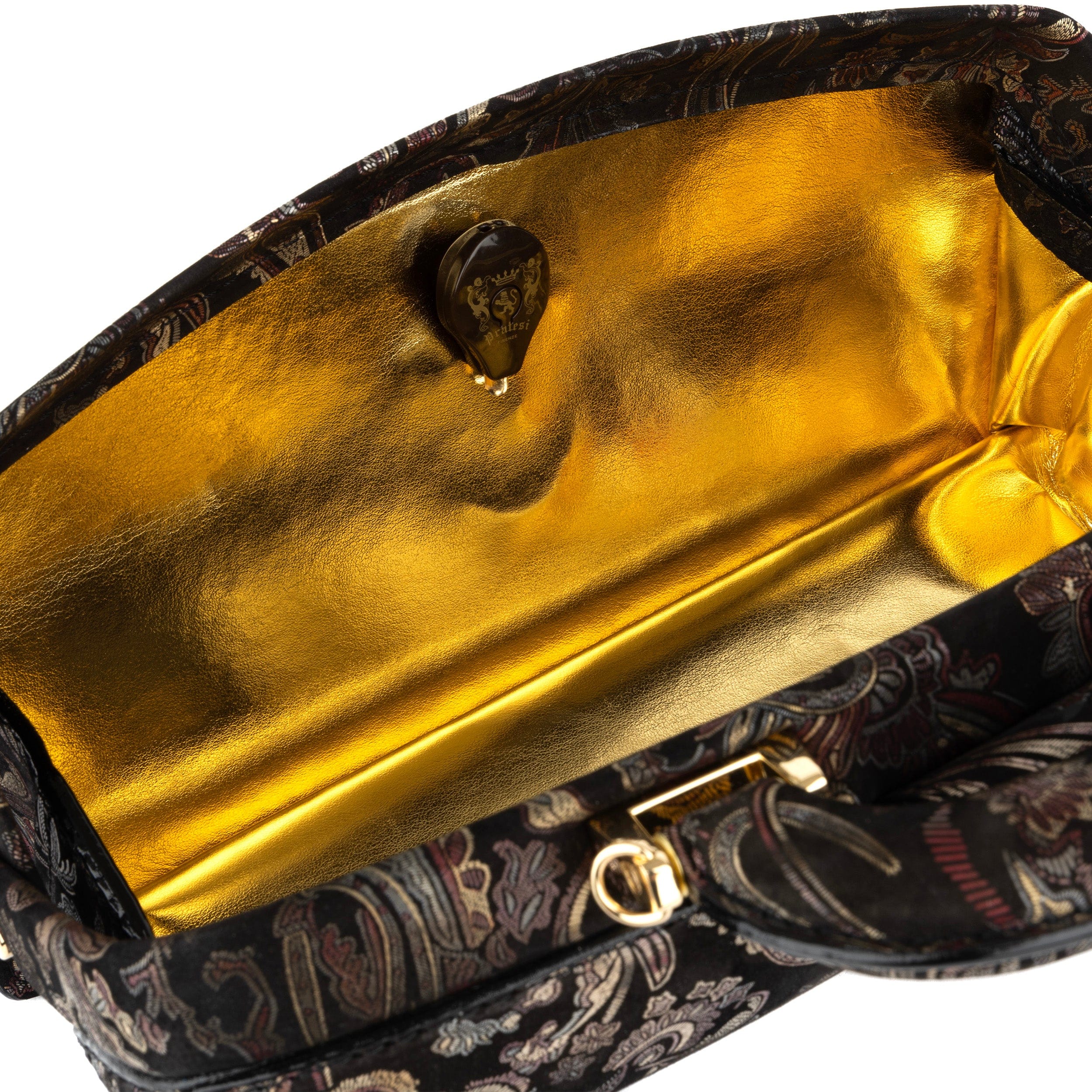 Gazelle - Black & Gold & Burgundy - Women’s patent leather top handle & crossbody bag - Image 9