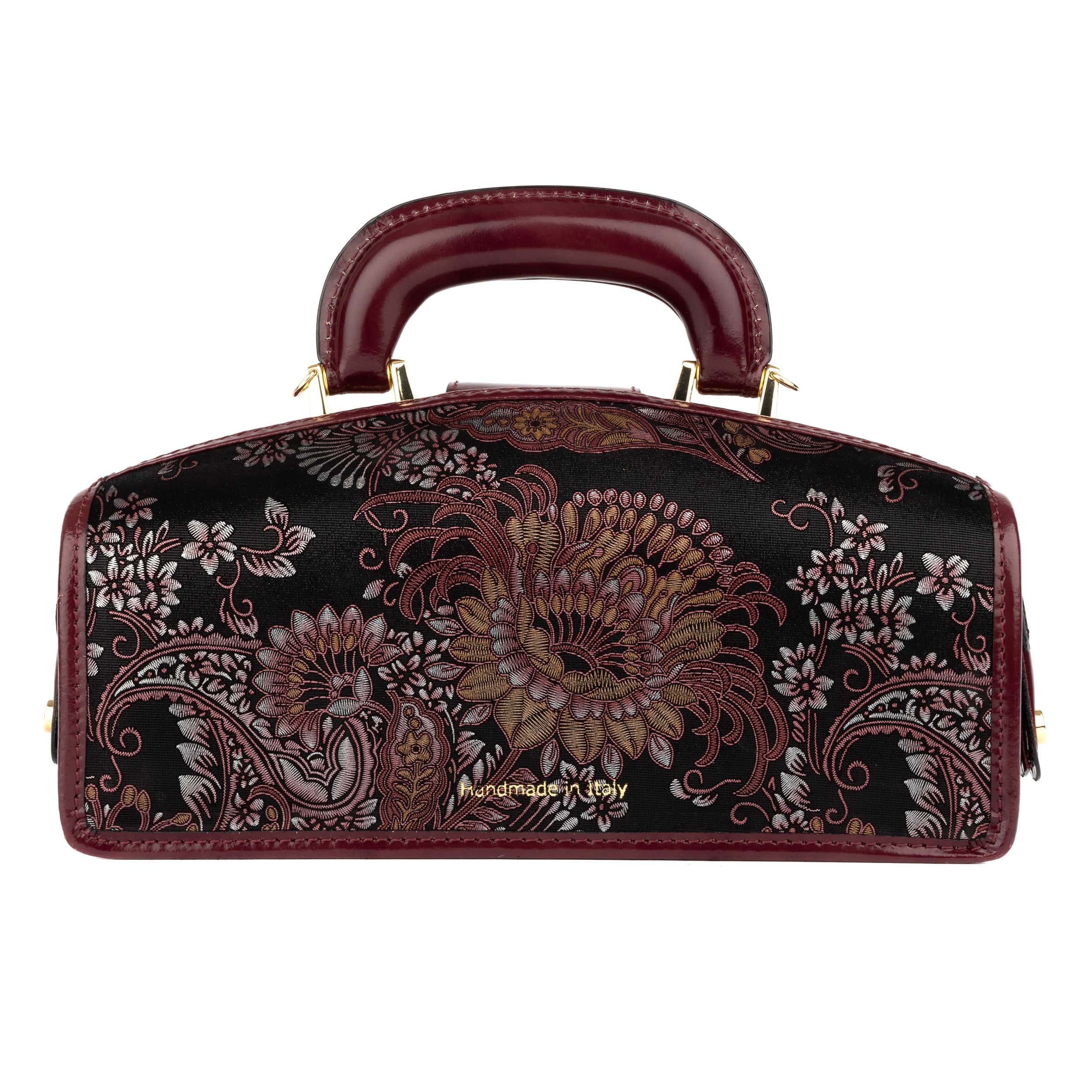 Gazelle - Floral & Burgundy - Women’s patent leather top handle & crossbody bag - Image 3