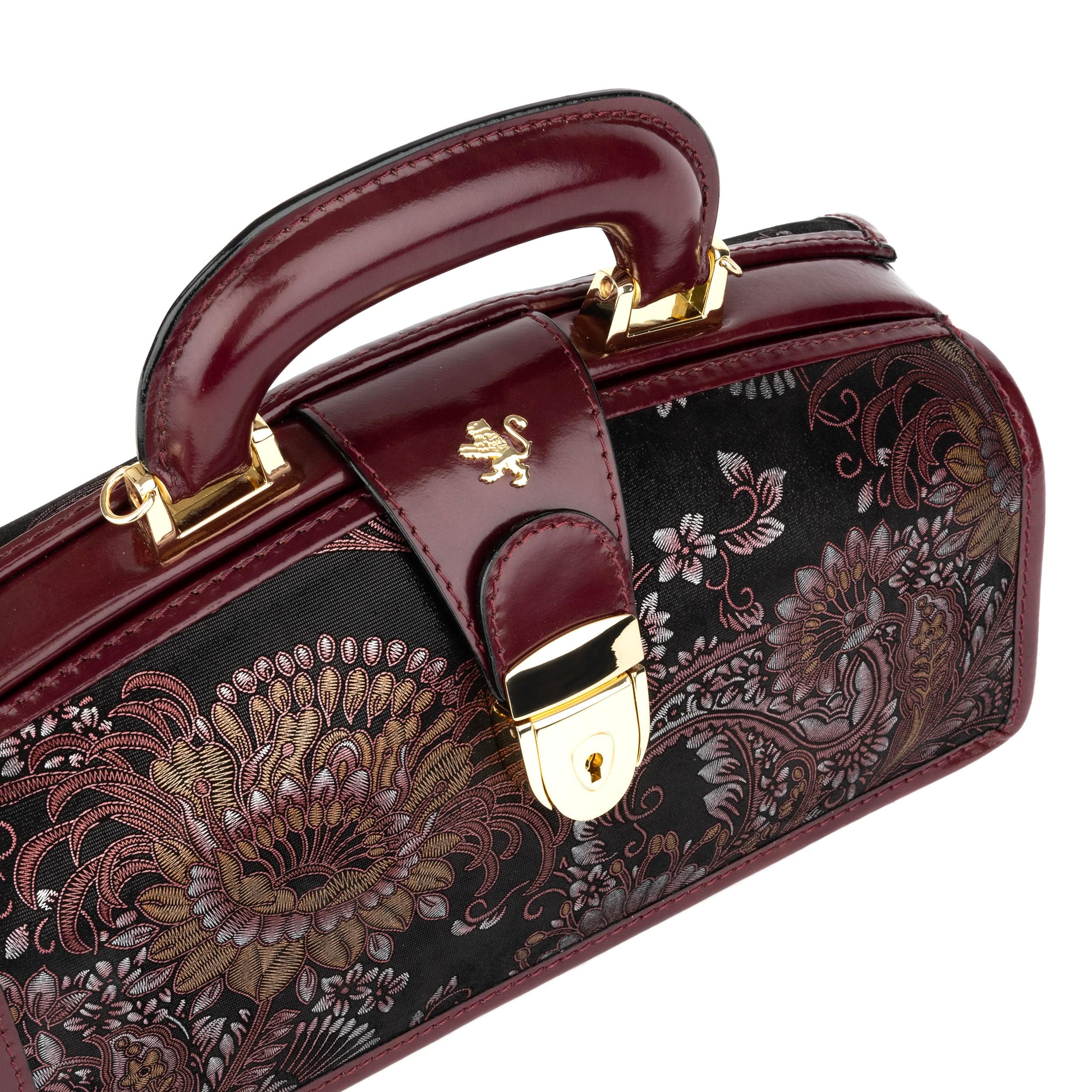 Gazelle - Floral & Burgundy - Women’s patent leather top handle & crossbody bag - Image 5