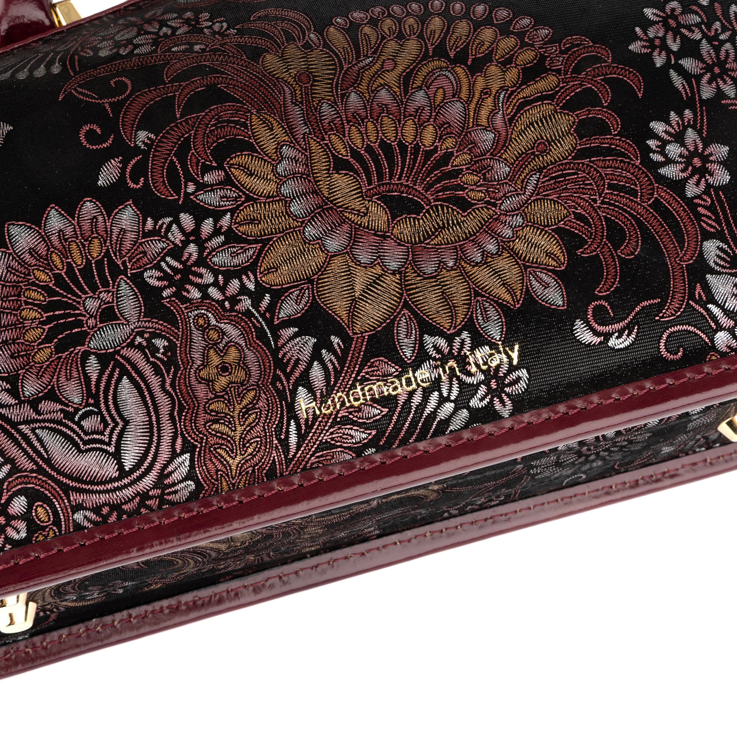 Gazelle - Floral & Burgundy - Women’s patent leather top handle & crossbody bag - Image 6