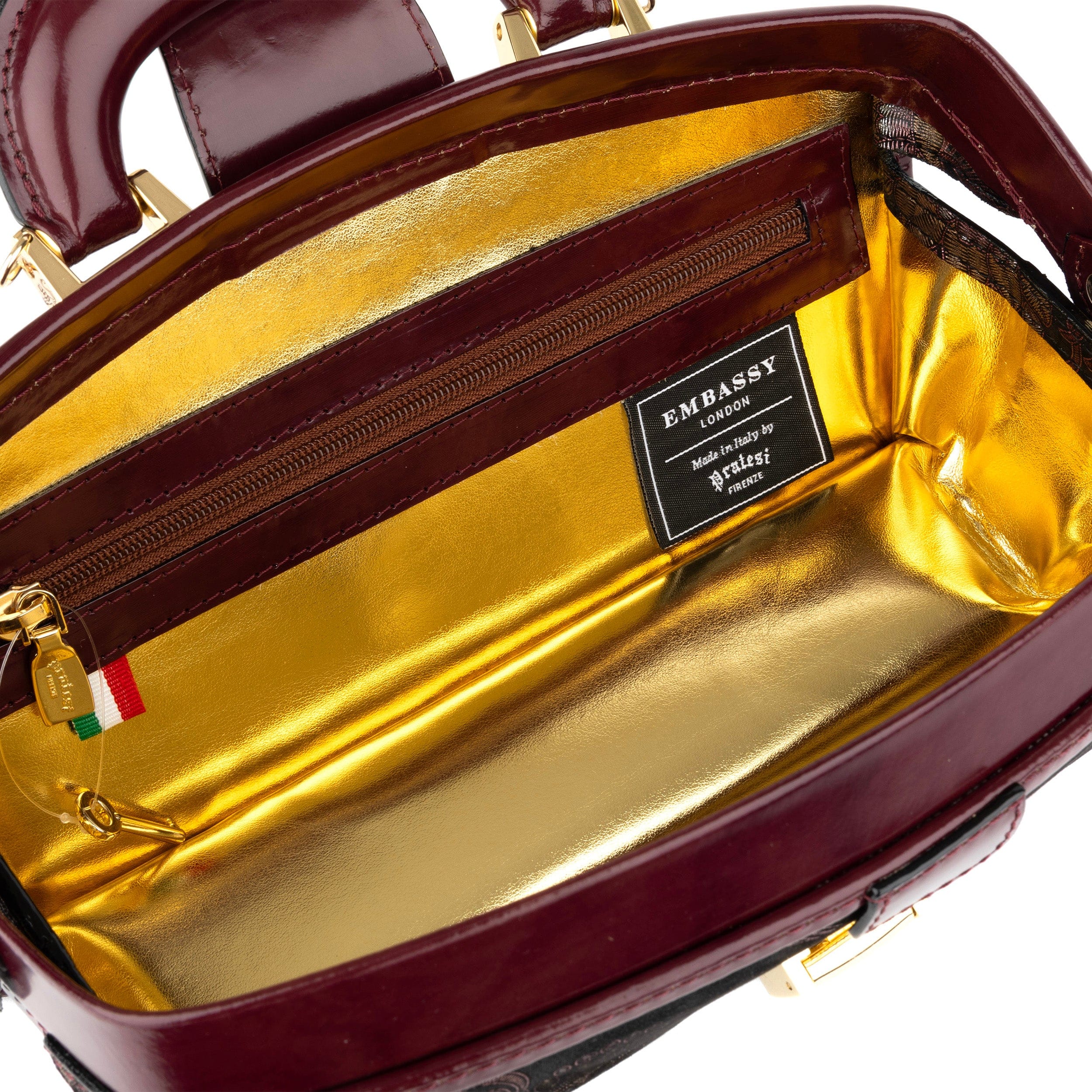 Gazelle - Floral & Burgundy - Women’s patent leather top handle & crossbody bag - Image 7