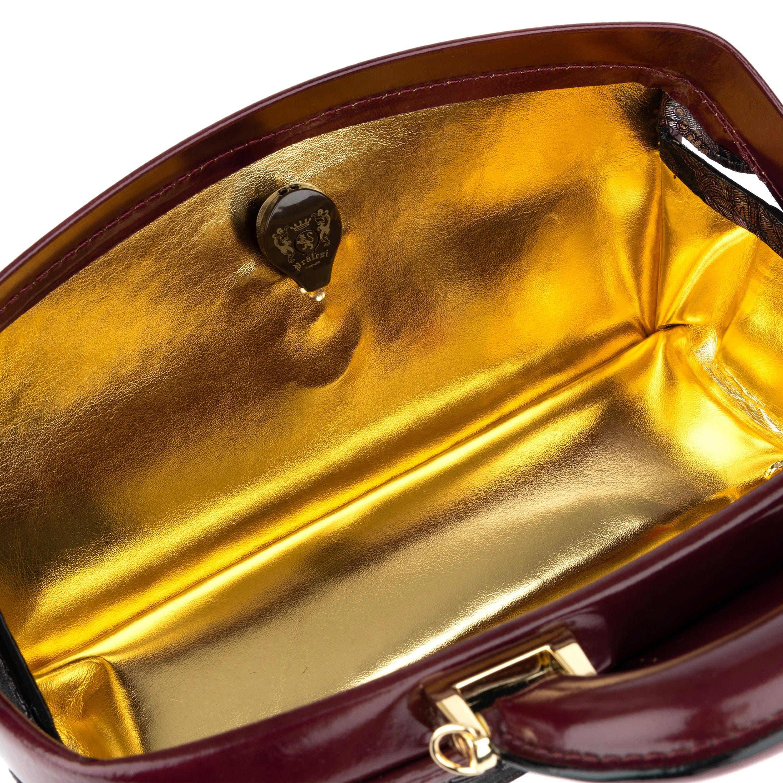 Gazelle - Floral & Burgundy - Women’s patent leather top handle & crossbody bag - Image 8