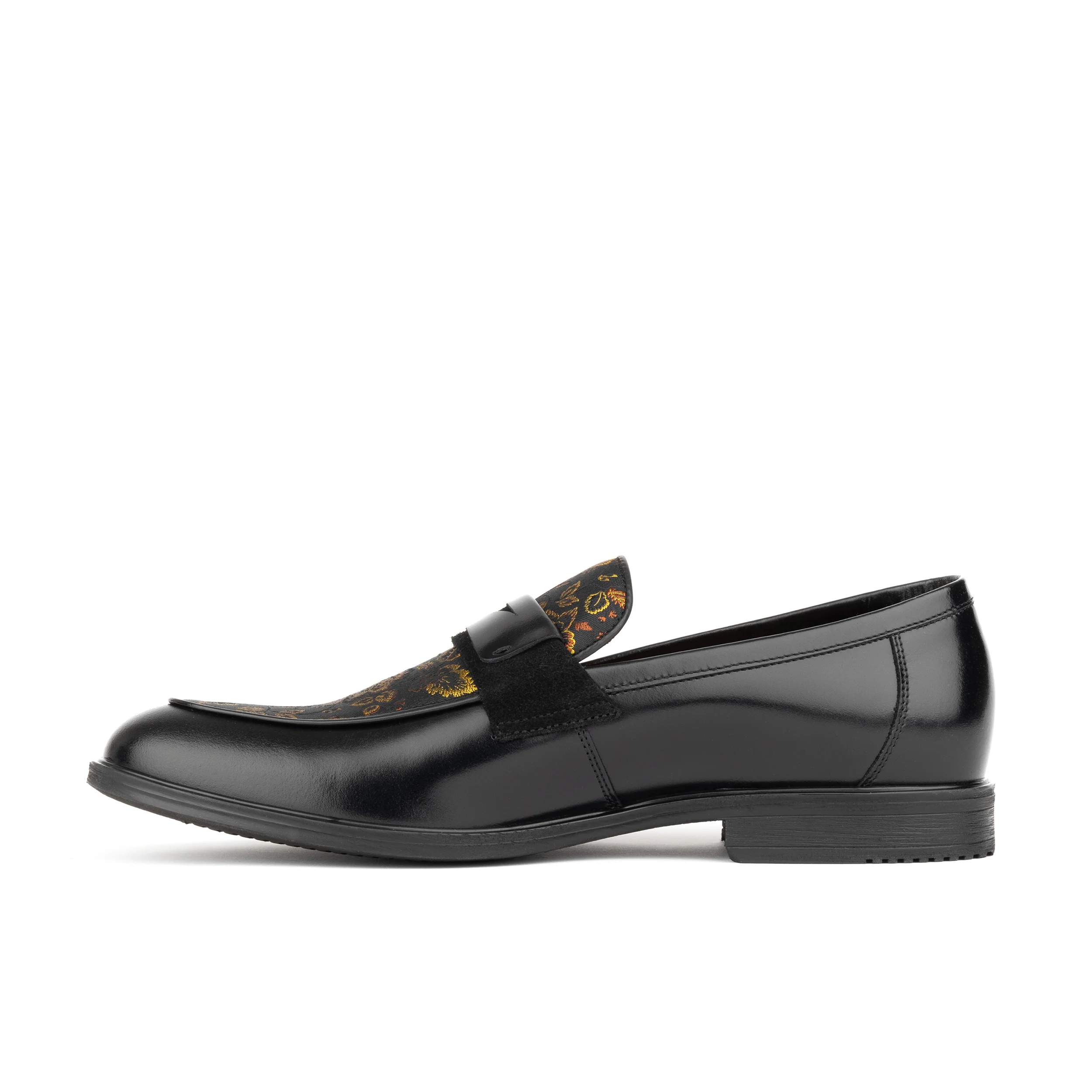 Gosselin - Black & Yellow Flowers - Men's leather loafer with jaquard details - Image 3