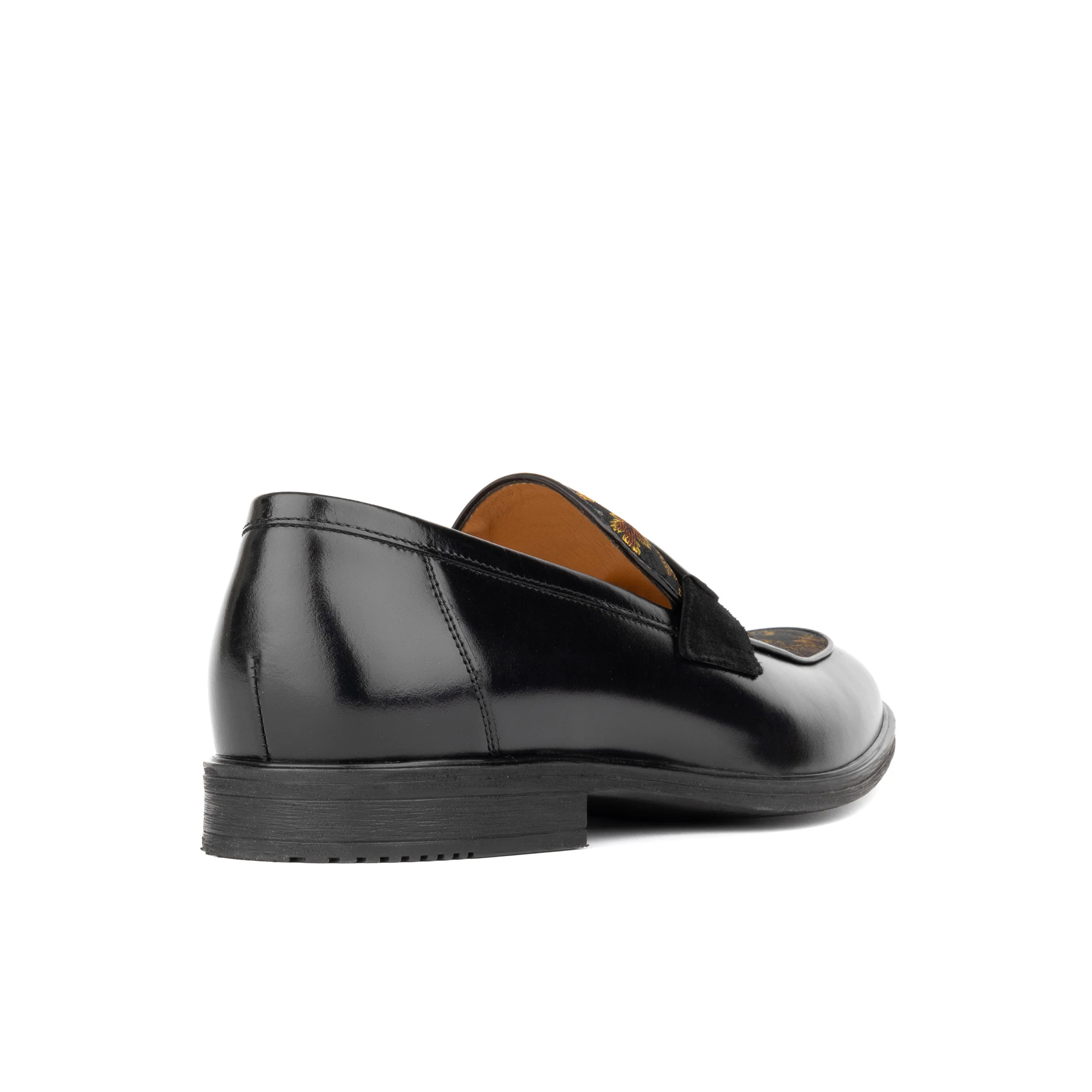 Gosselin - Black & Yellow Flowers - Men's leather loafer with jaquard details - Image 4