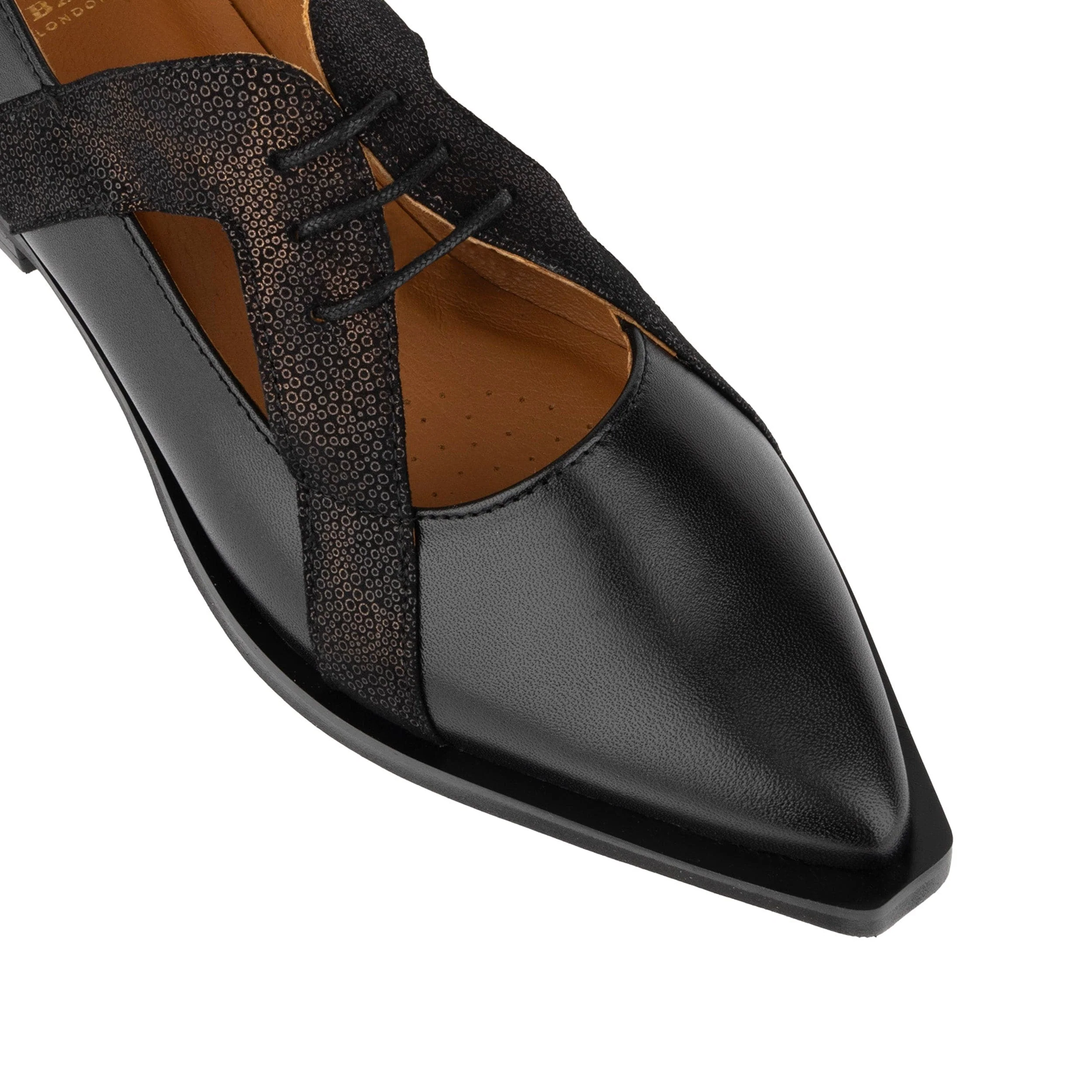 Harlowe - Black - Women's cutout leather lace up shoe - Image 7