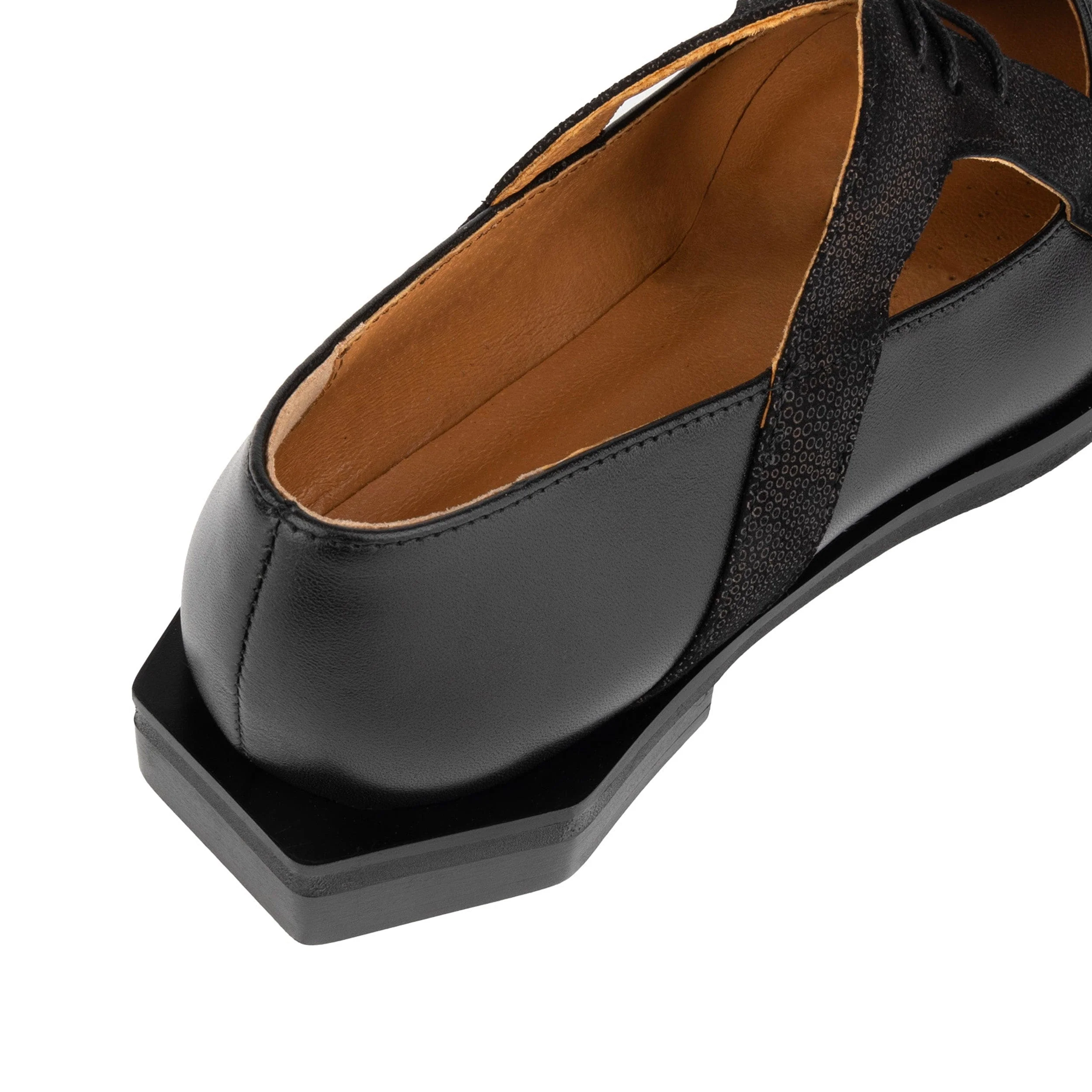 Harlowe - Black - Women's cutout leather lace up shoe - Image 8