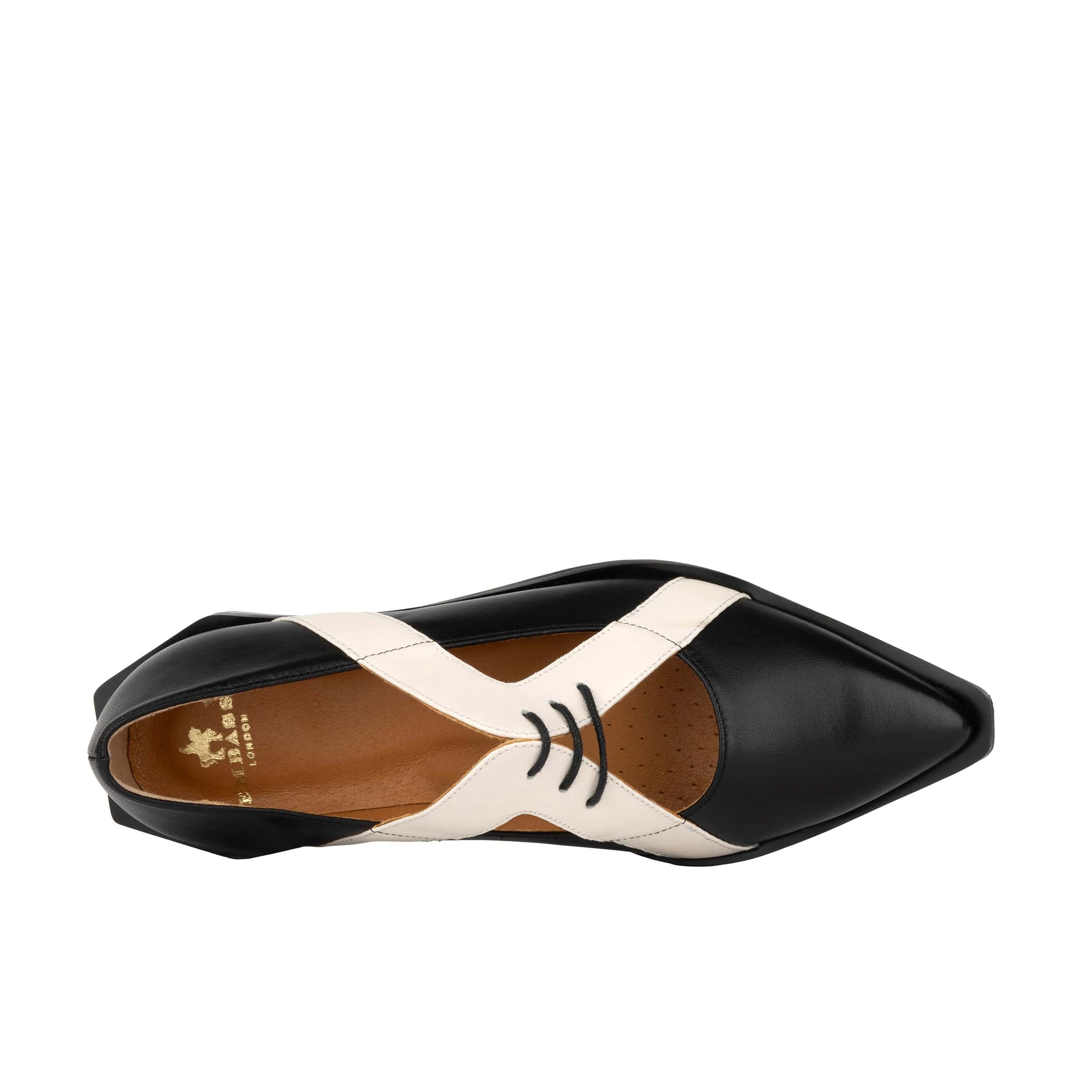 Harlowe - Black & White - Women's cutout leather lace up shoe - Image 7