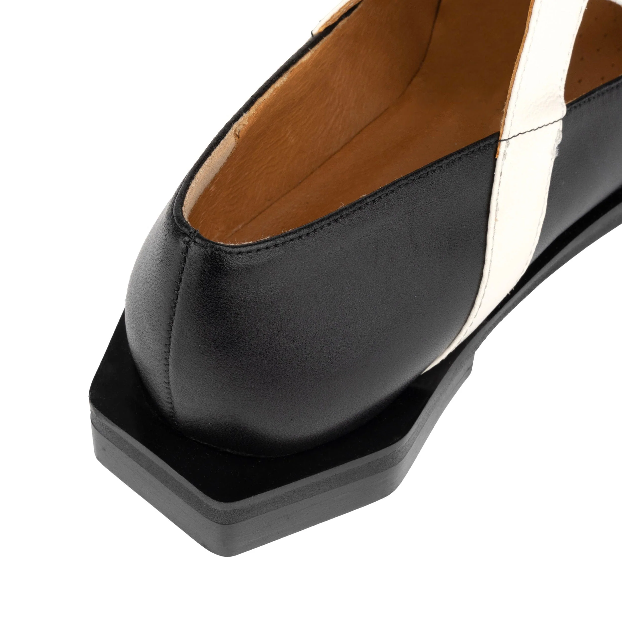 Harlowe - Black & White - Women's cutout leather lace up shoe - Image 9