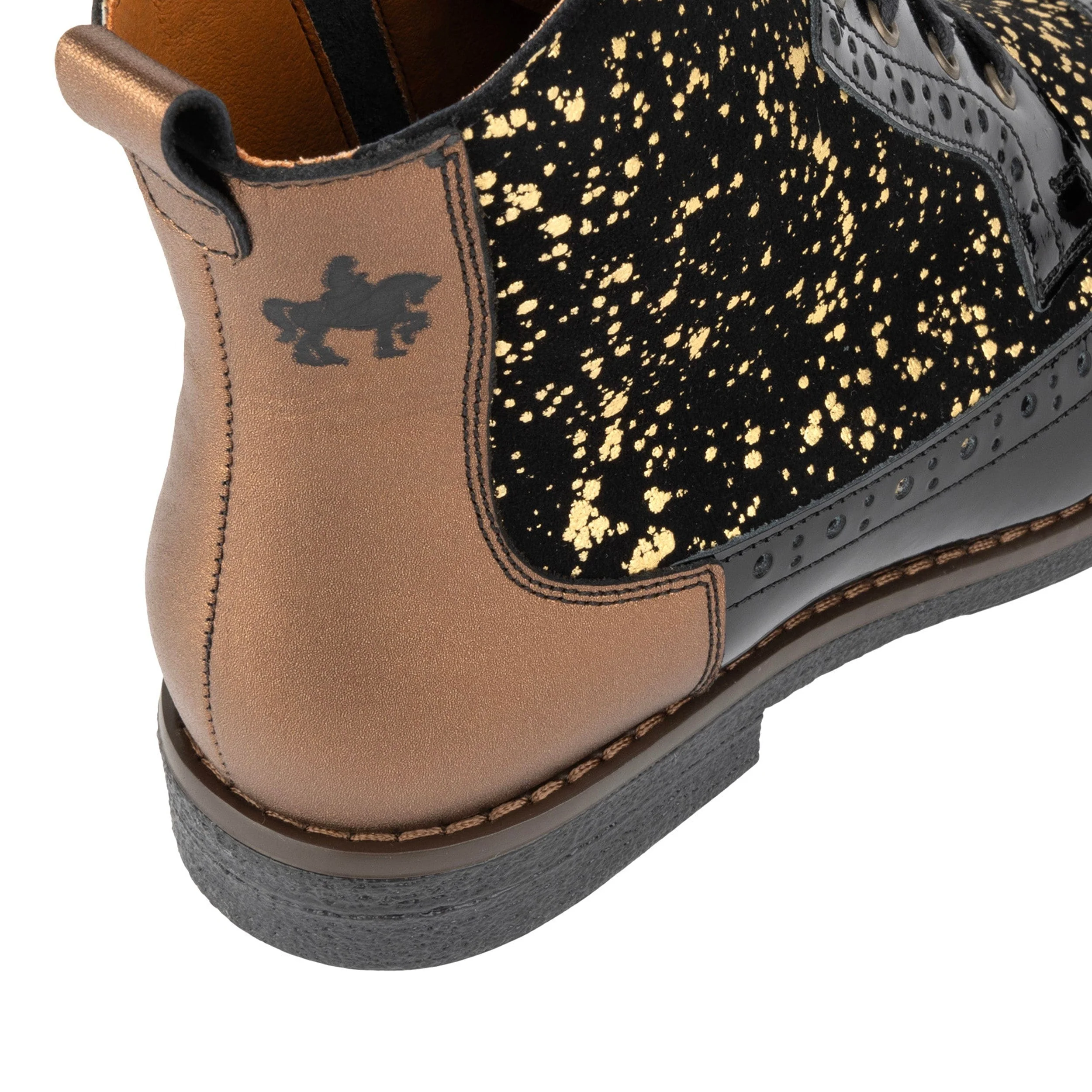 Hatter - Black Gold Drops - Women's Leather Ankle Lace-up Boot - Image 10