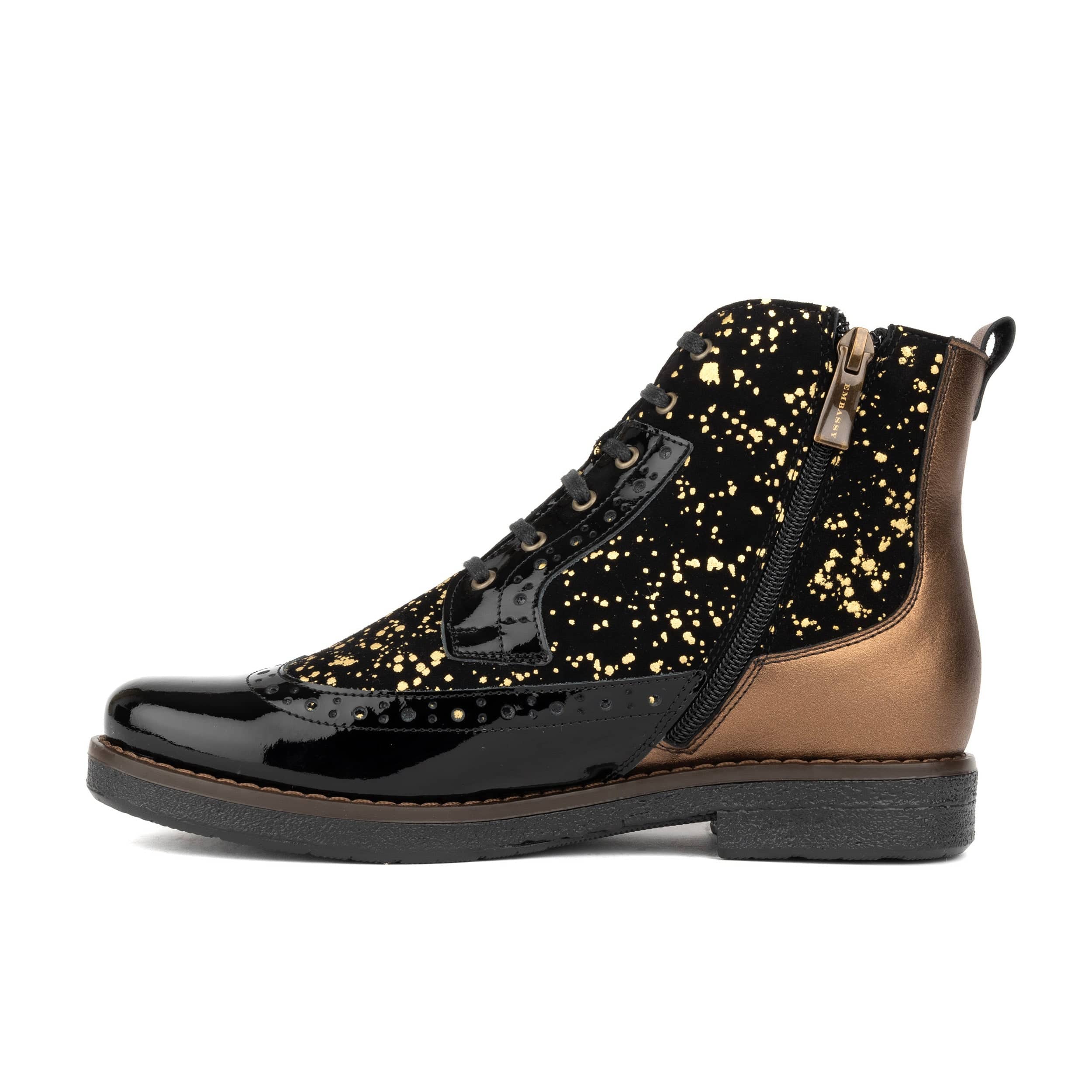 Hatter - Black Gold Drops - Women's Leather Ankle Lace-up Boot - Image 4