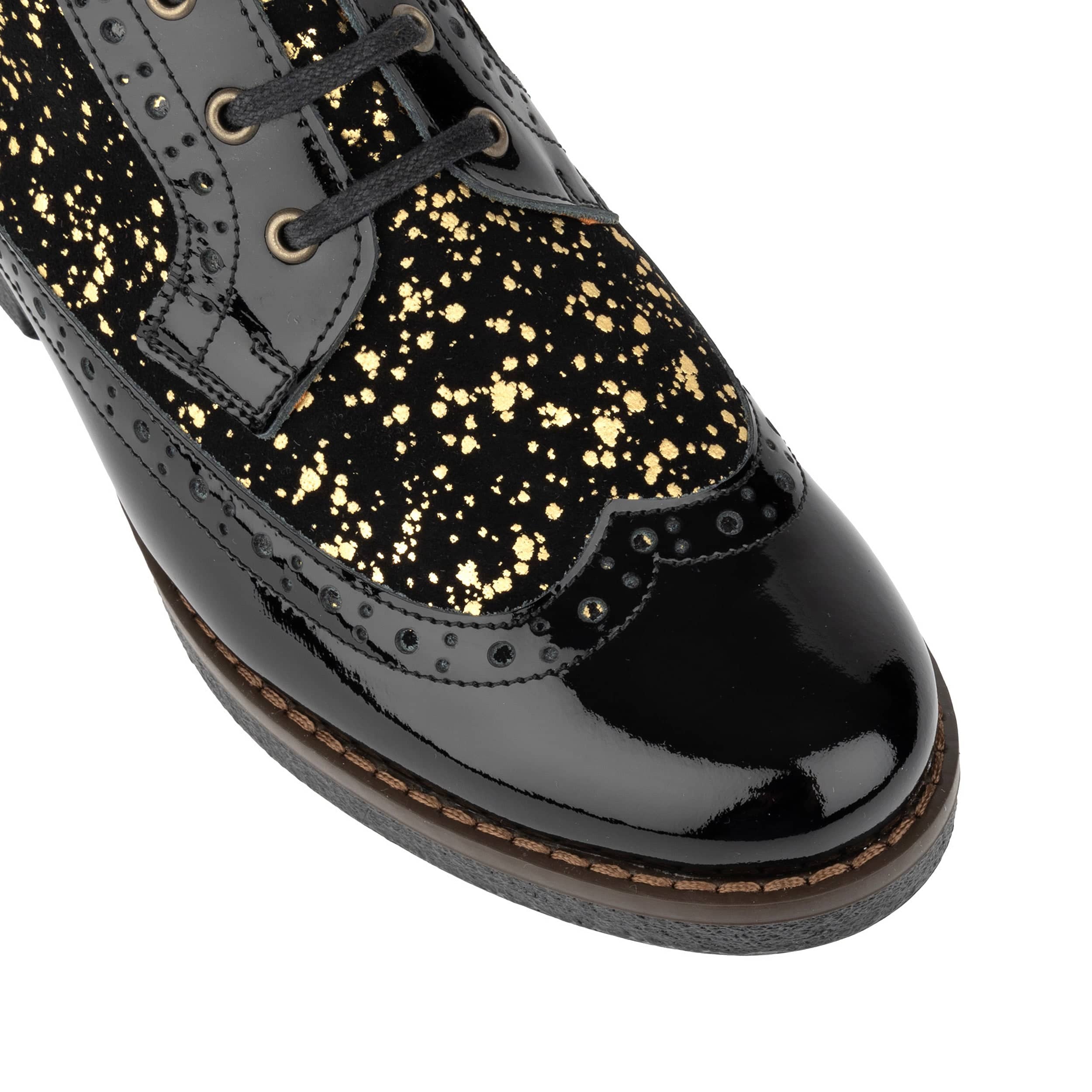 Hatter - Black Gold Drops - Women's Leather Ankle Lace-up Boot - Image 9