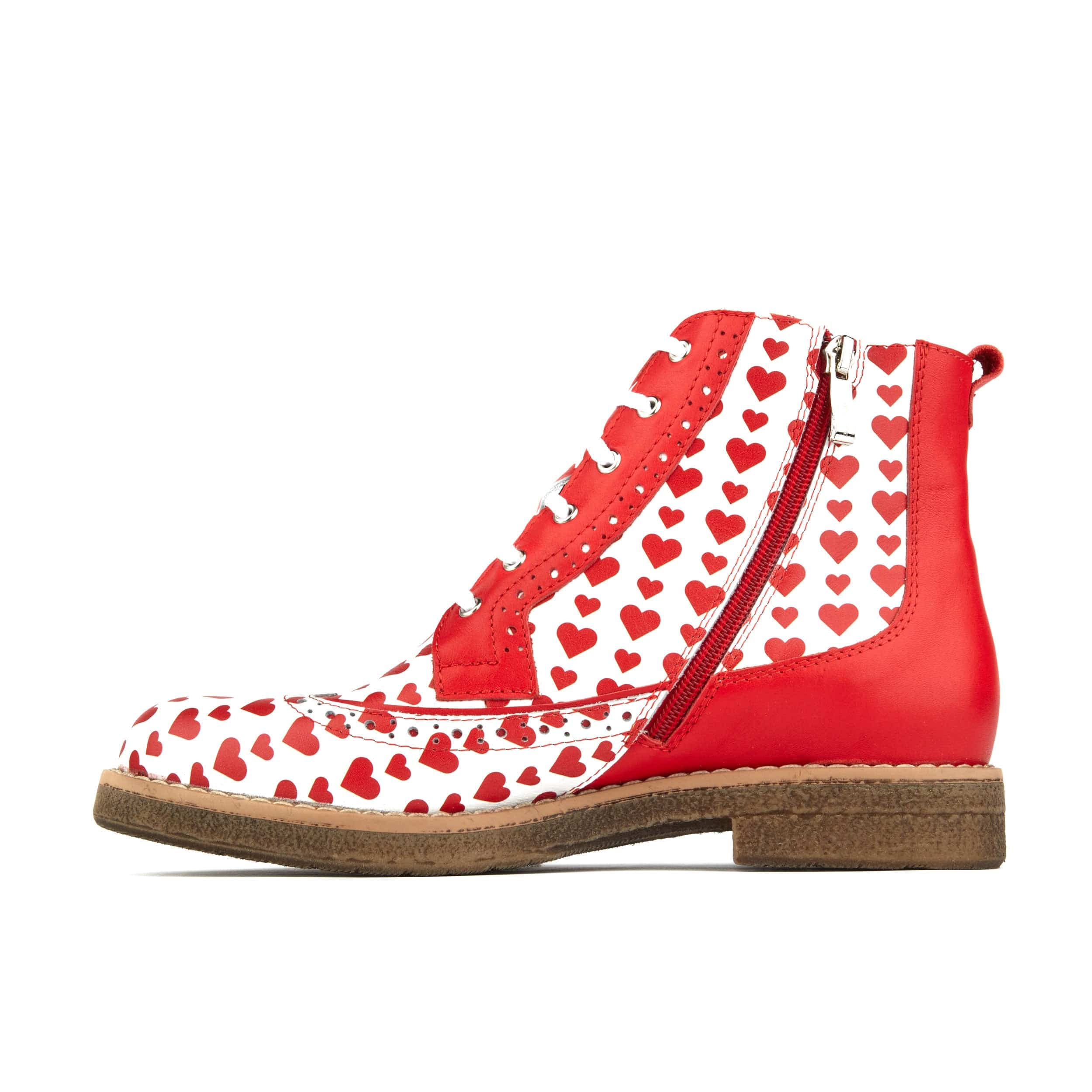 Hatter - Love Struck - Women's ankle boot with red hearts print on white leather - Image 3