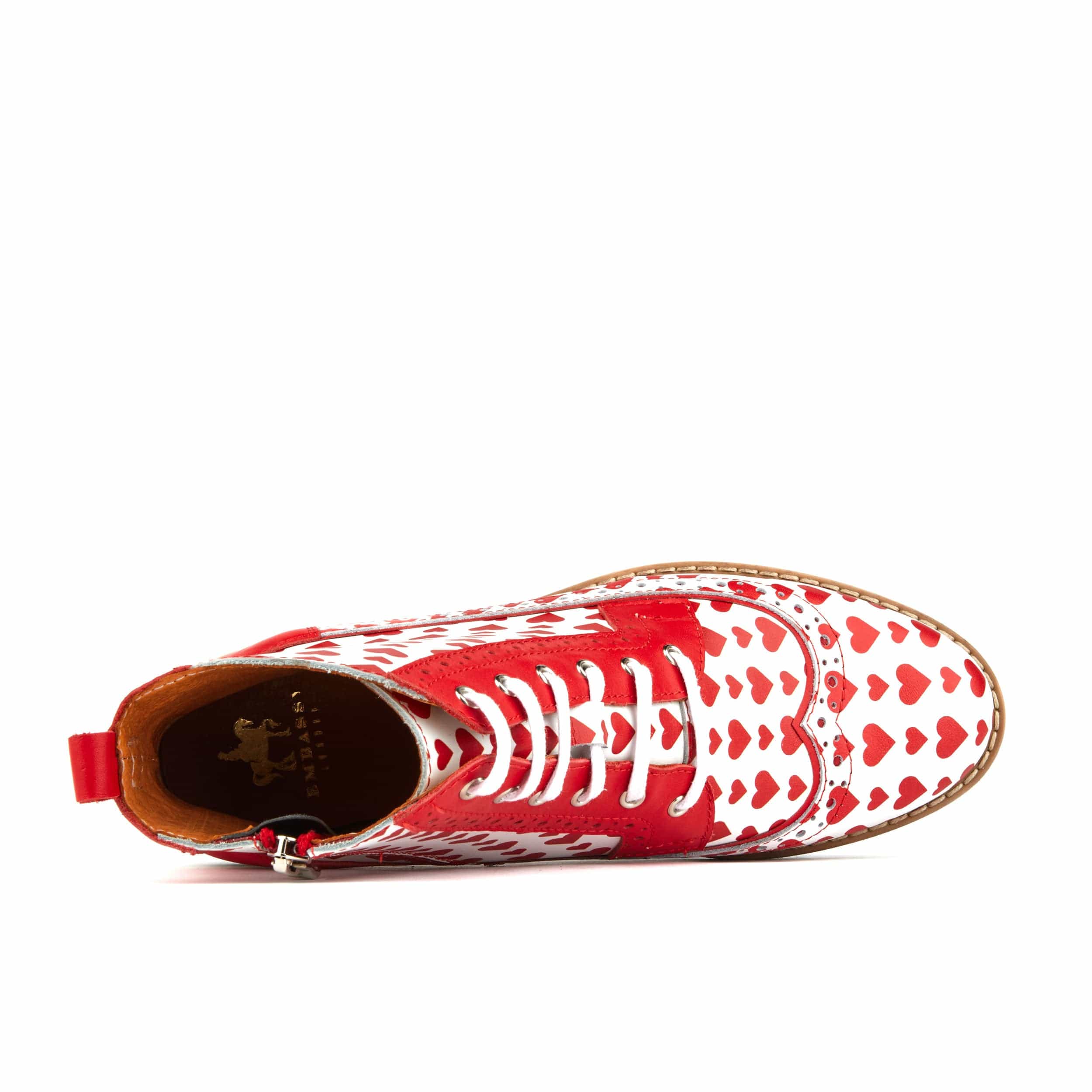 Hatter - Love Struck - Women's ankle boot with red hearts print on white leather - Image 5