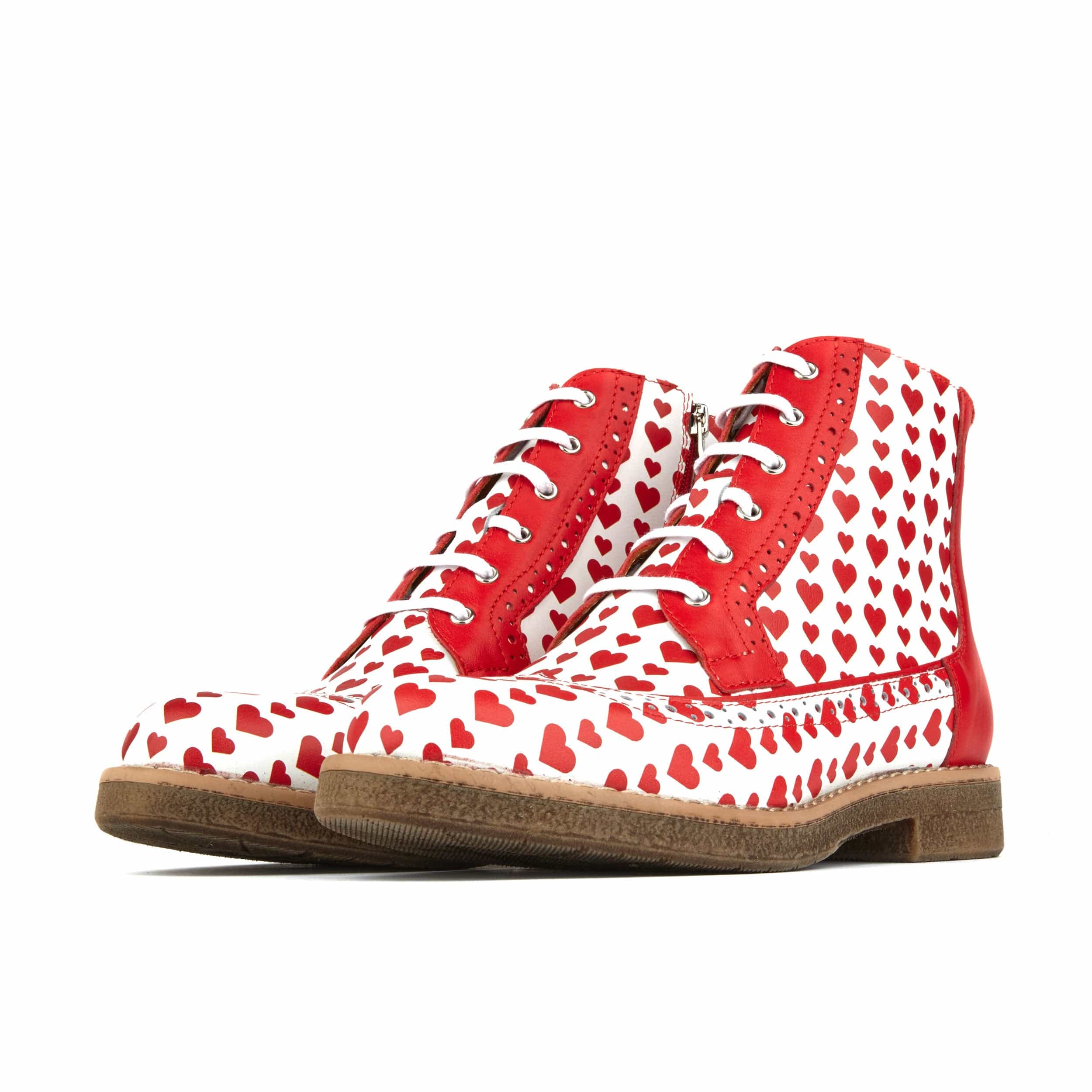 Hatter - Love Struck - Women's ankle boot with red hearts print on white leather - Image 6
