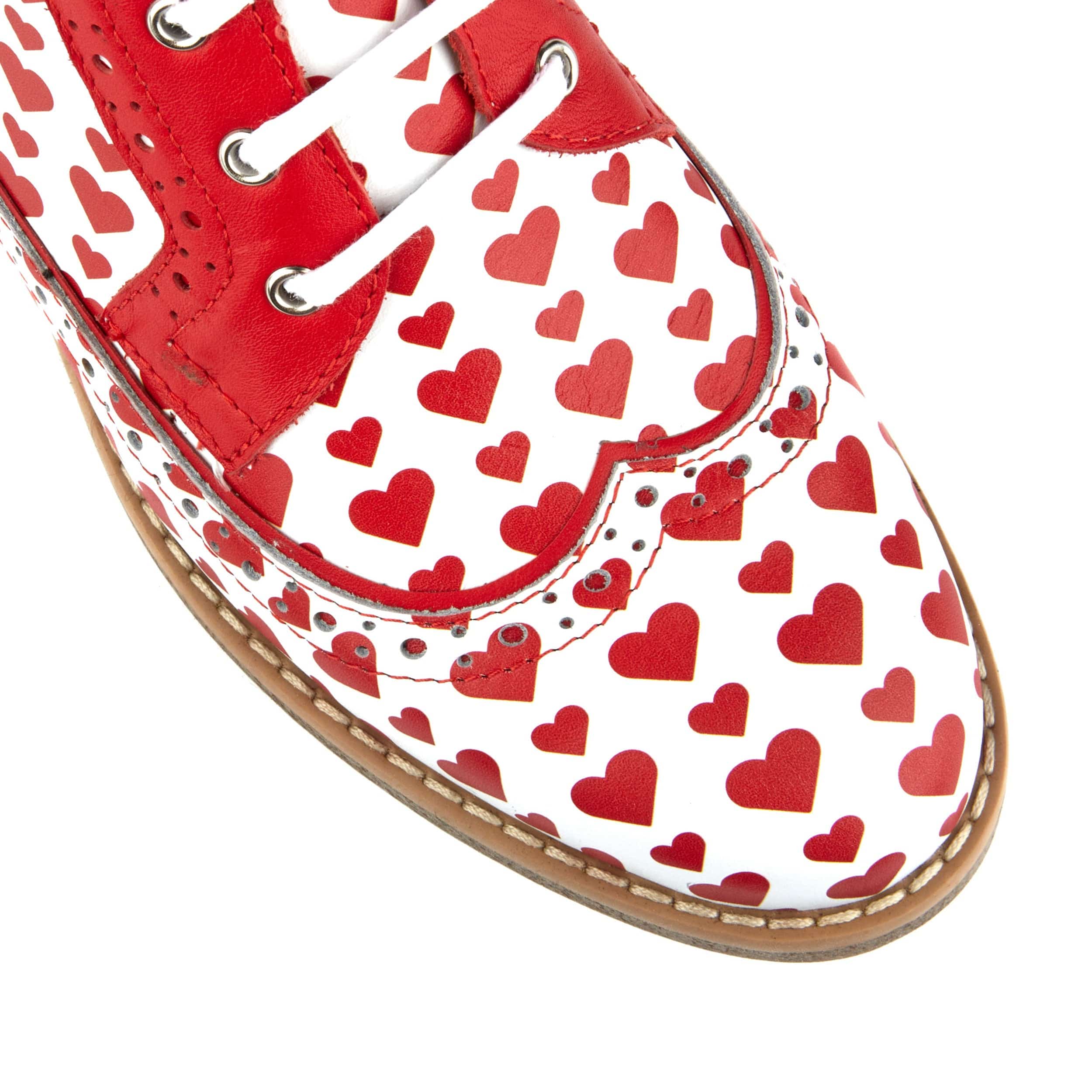 Hatter - Love Struck - Women's ankle boot with red hearts print on white leather - Image 7