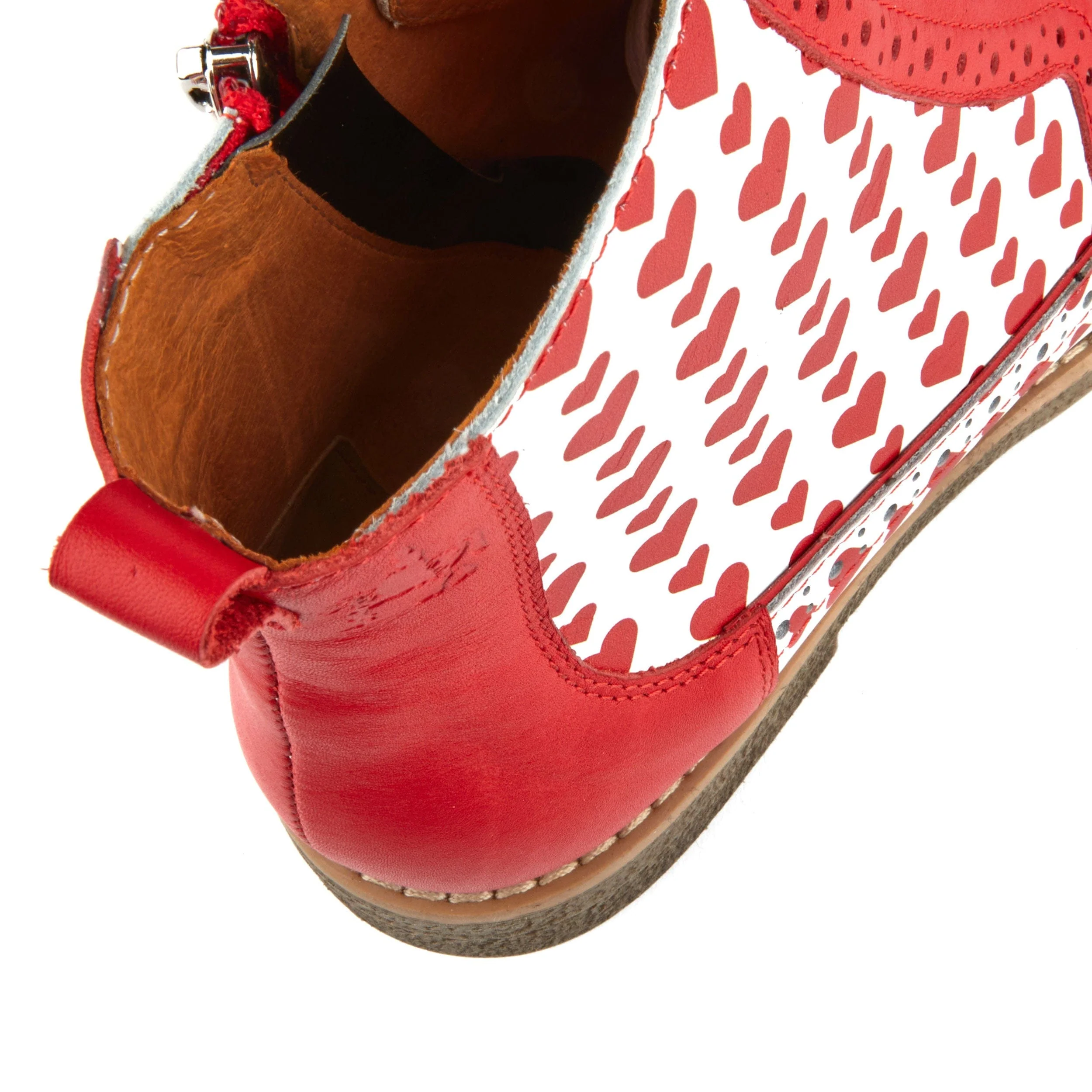 Hatter - Love Struck - Women's ankle boot with red hearts print on white leather - Image 8
