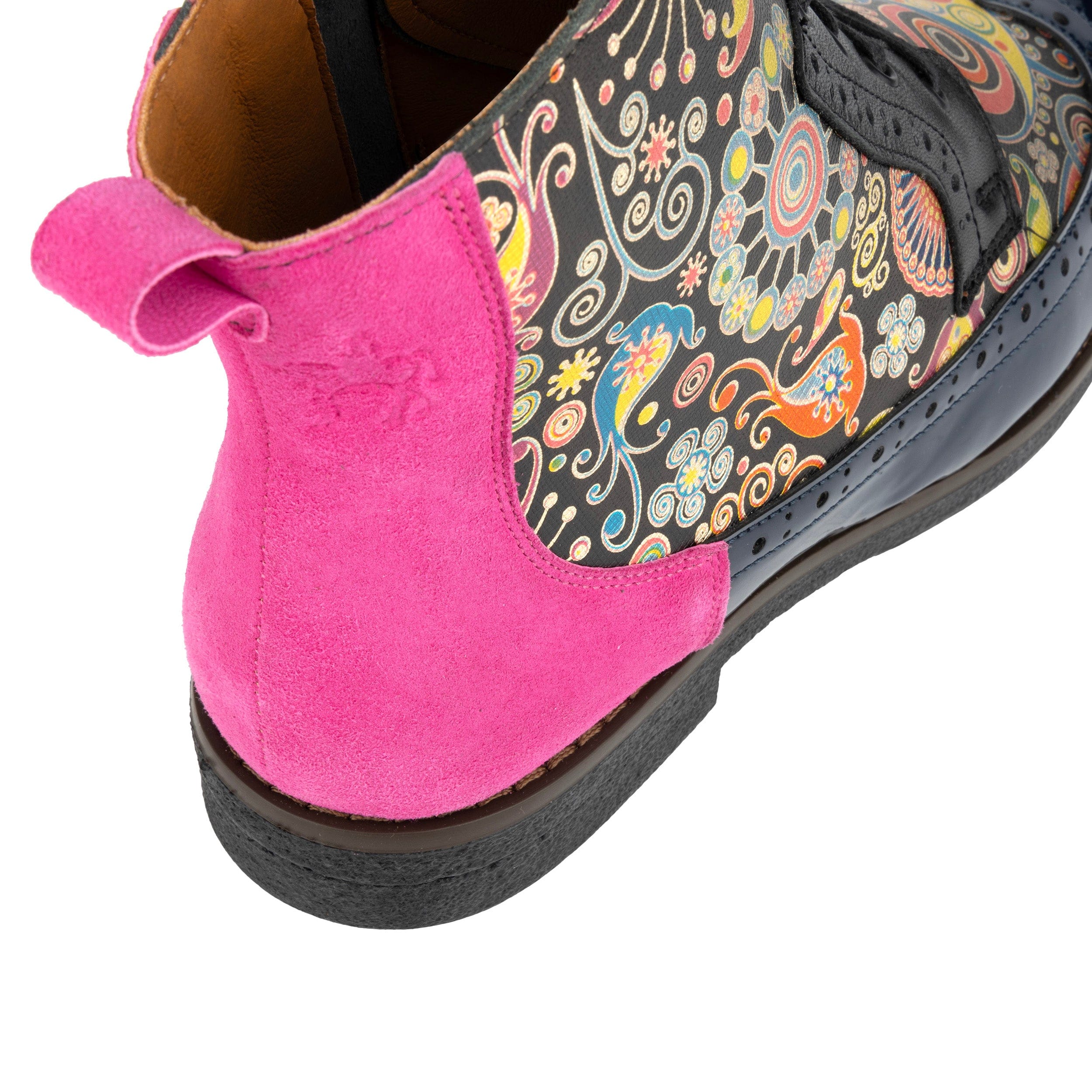 Hatter - Navy Pink - Women's higher ankle leather boot with brogue styling - Image 10