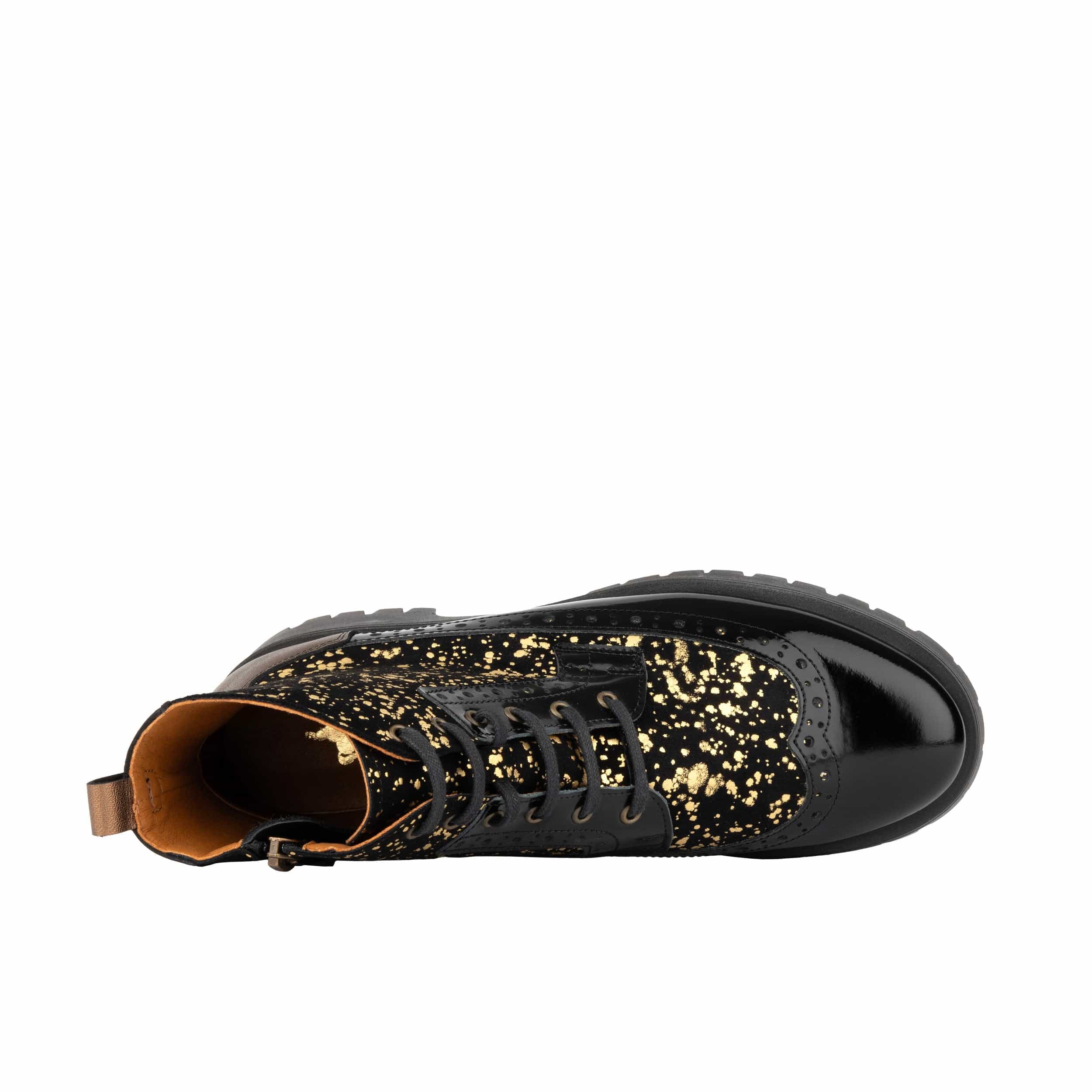 Hatter Platform - Black Gold Drops - Women's Leather Ankle Lace-up Boot with cleated platform sole - Image 6