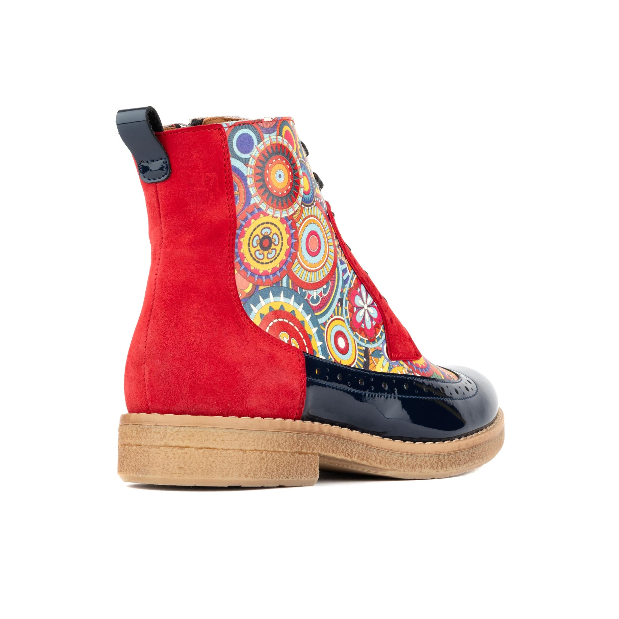 Hatter - Red Navy - Women's leather ankle boot with laces and zip - Image 5