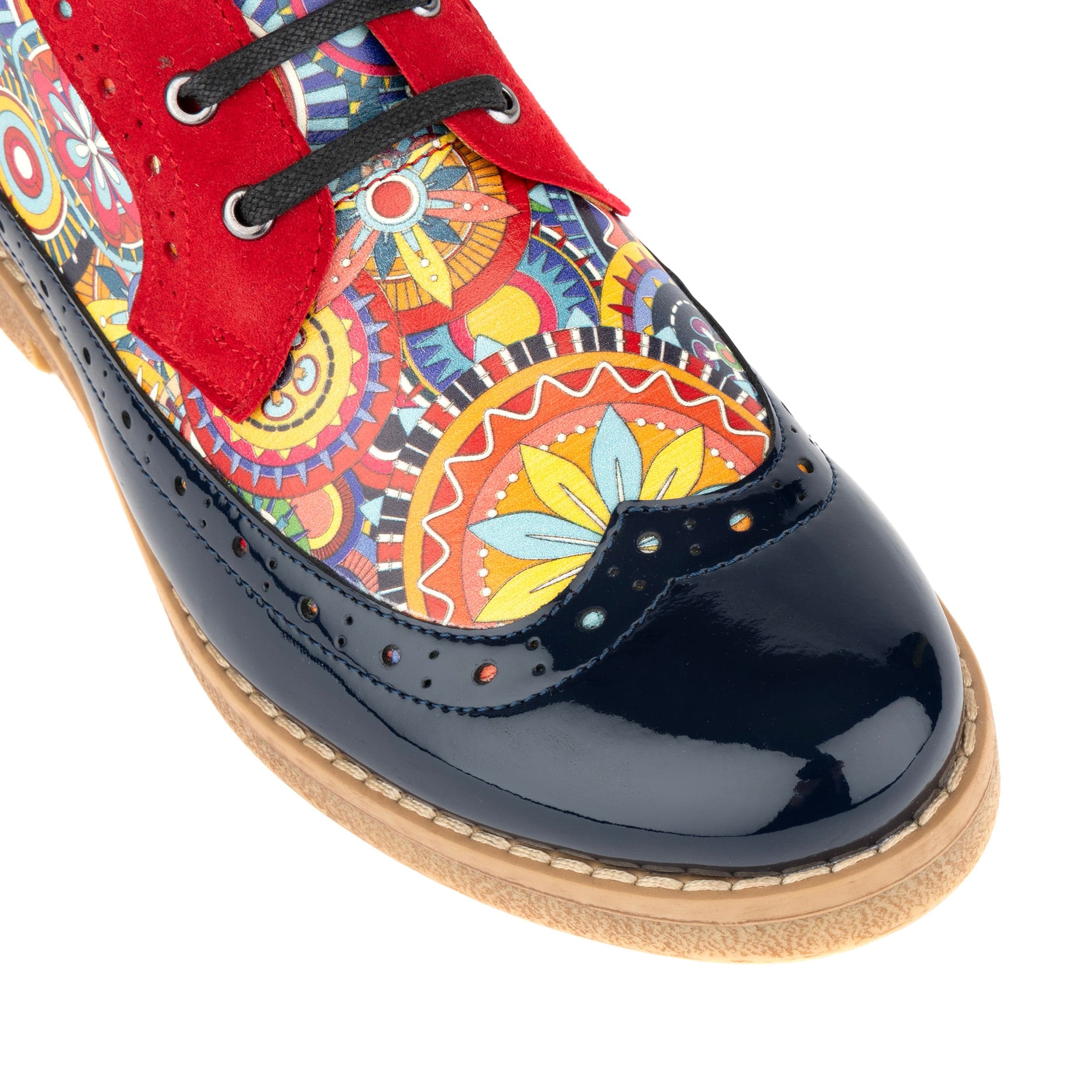 Hatter - Red Navy - Women's leather ankle boot with laces and zip - Image 8