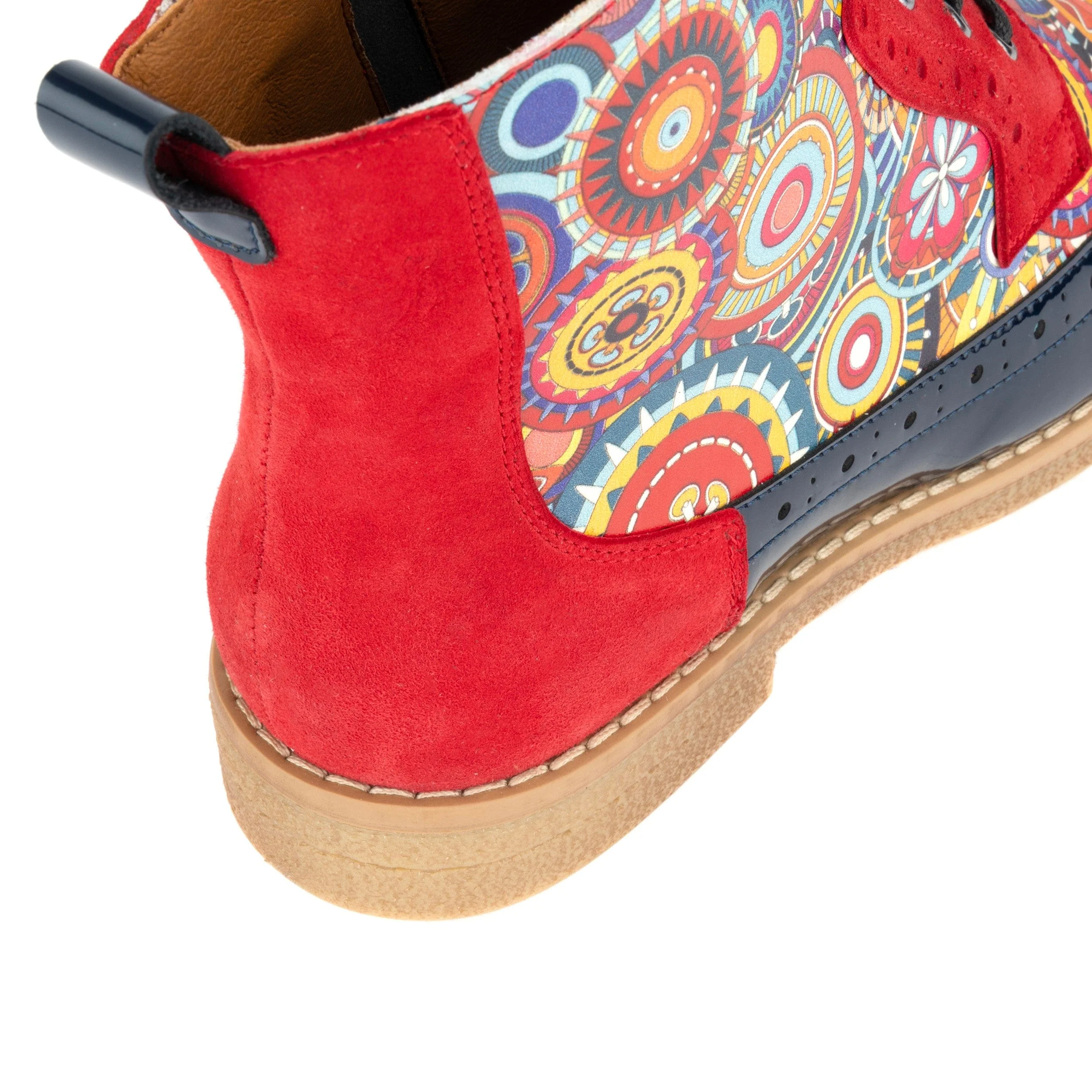 Hatter - Red Navy - Women's leather ankle boot with laces and zip - Image 9