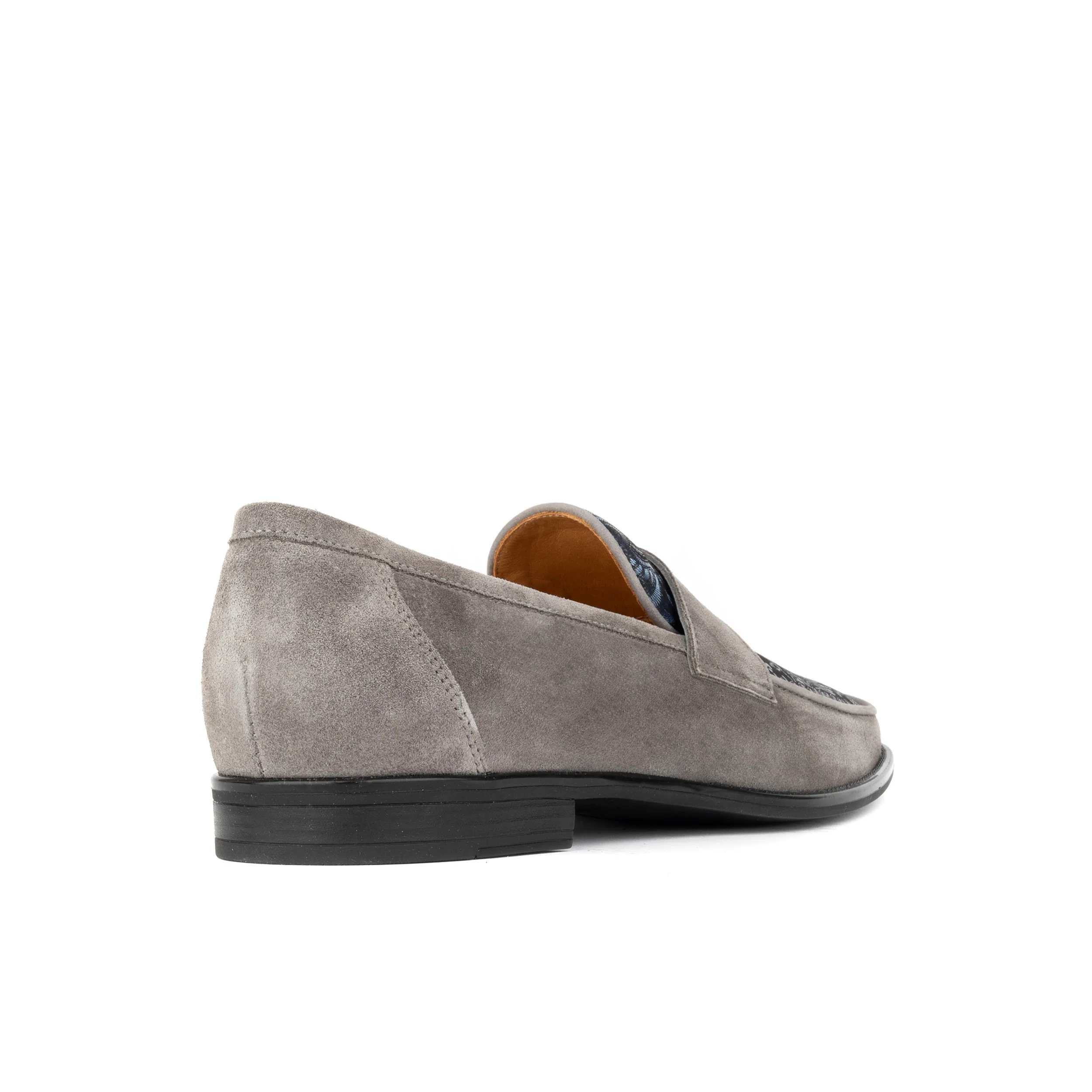 Henry - Light Grey & Paisley - Men's Suede Loafer - Image 4