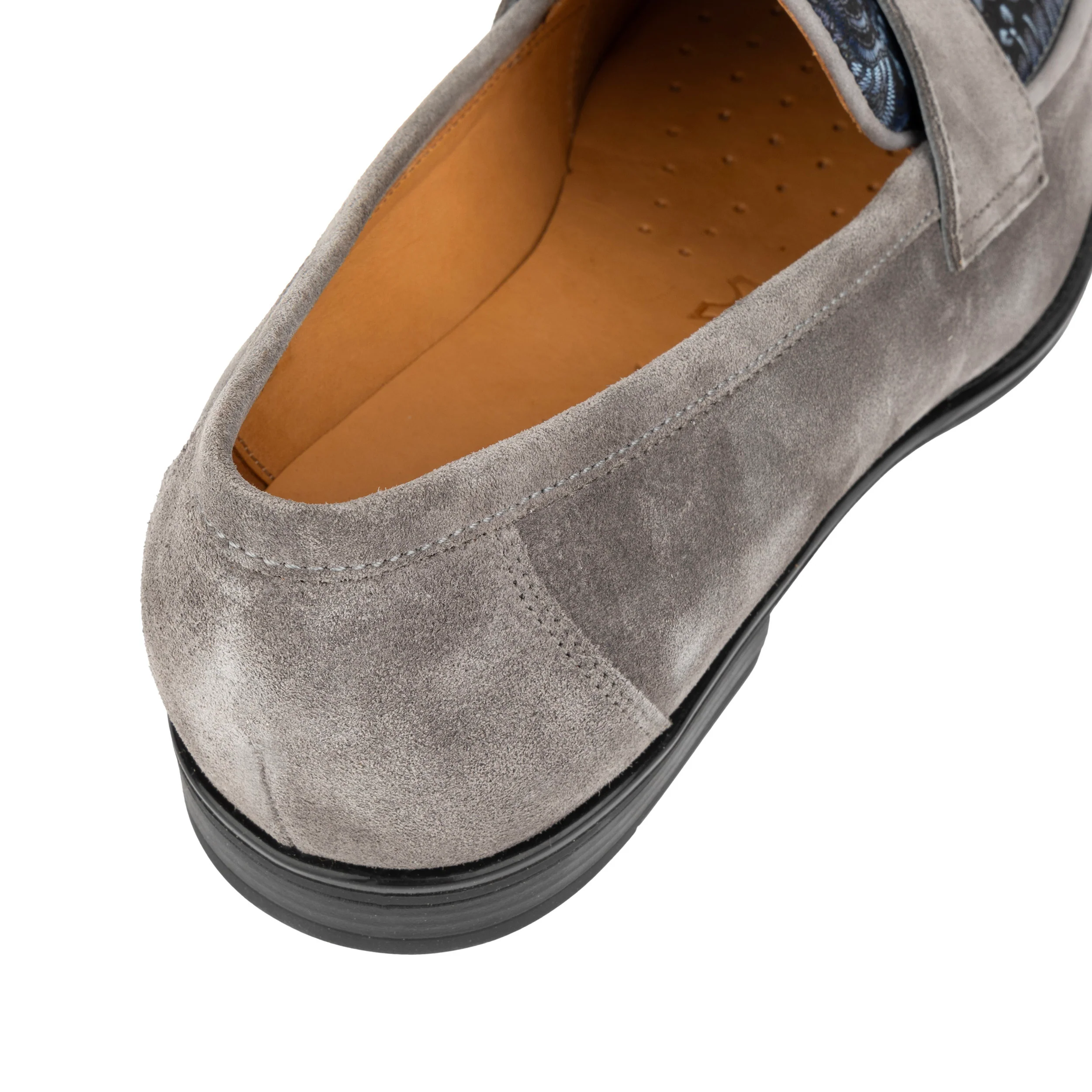 Henry - Light Grey & Paisley - Men's Suede Loafer - Image 8