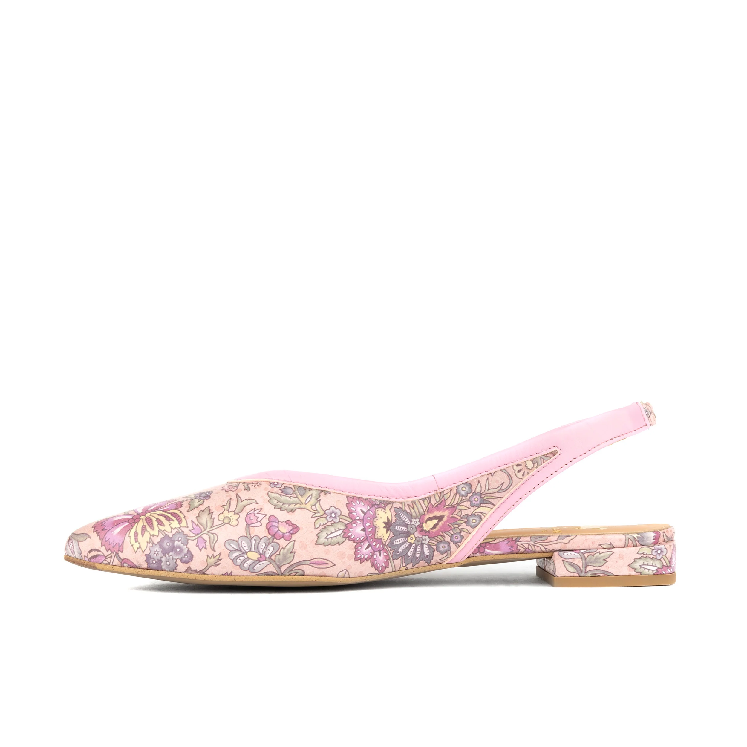 Holly - Pink Paisley - Women's Leather Flat Slingback - Image 3