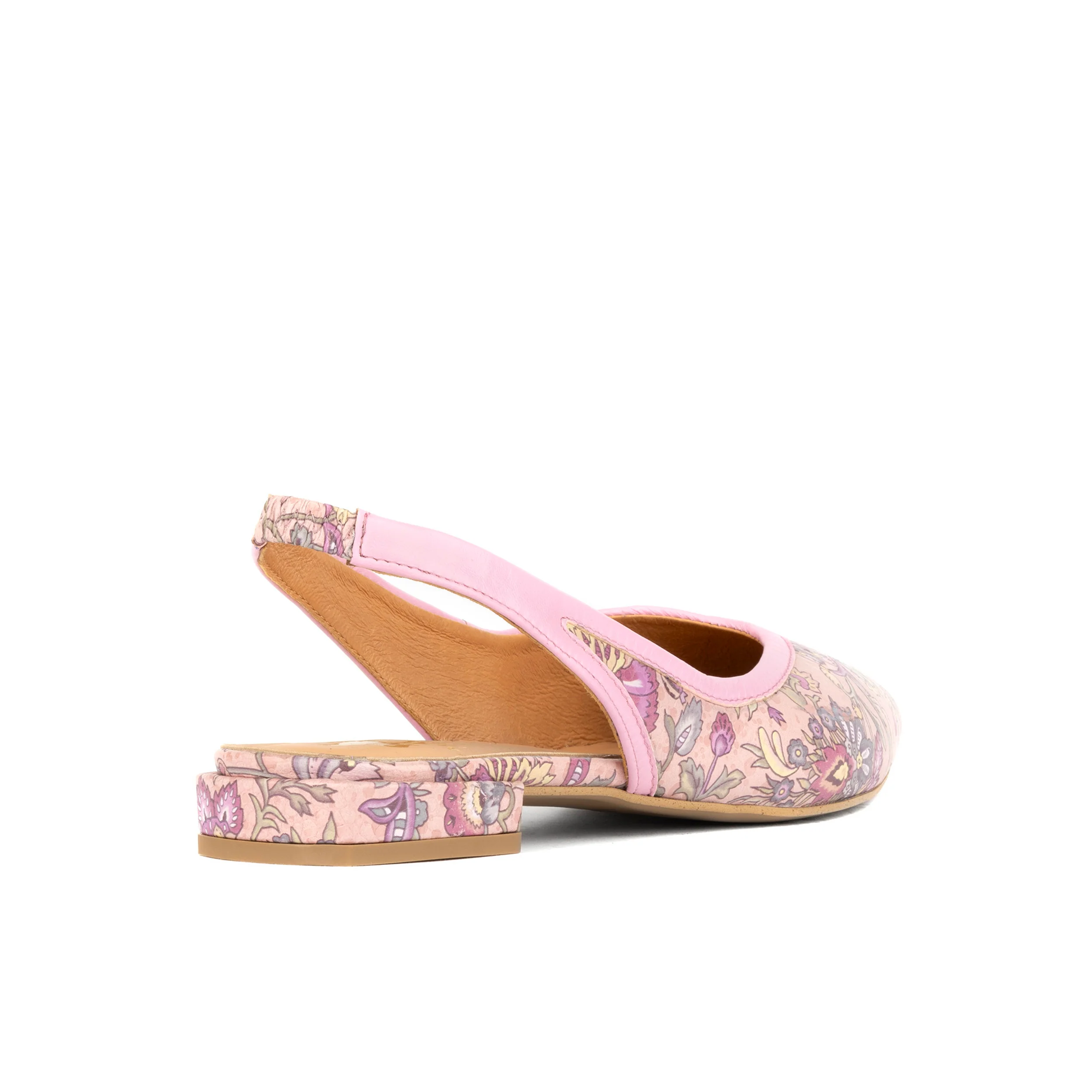 Holly - Pink Paisley - Women's Leather Flat Slingback - Image 4
