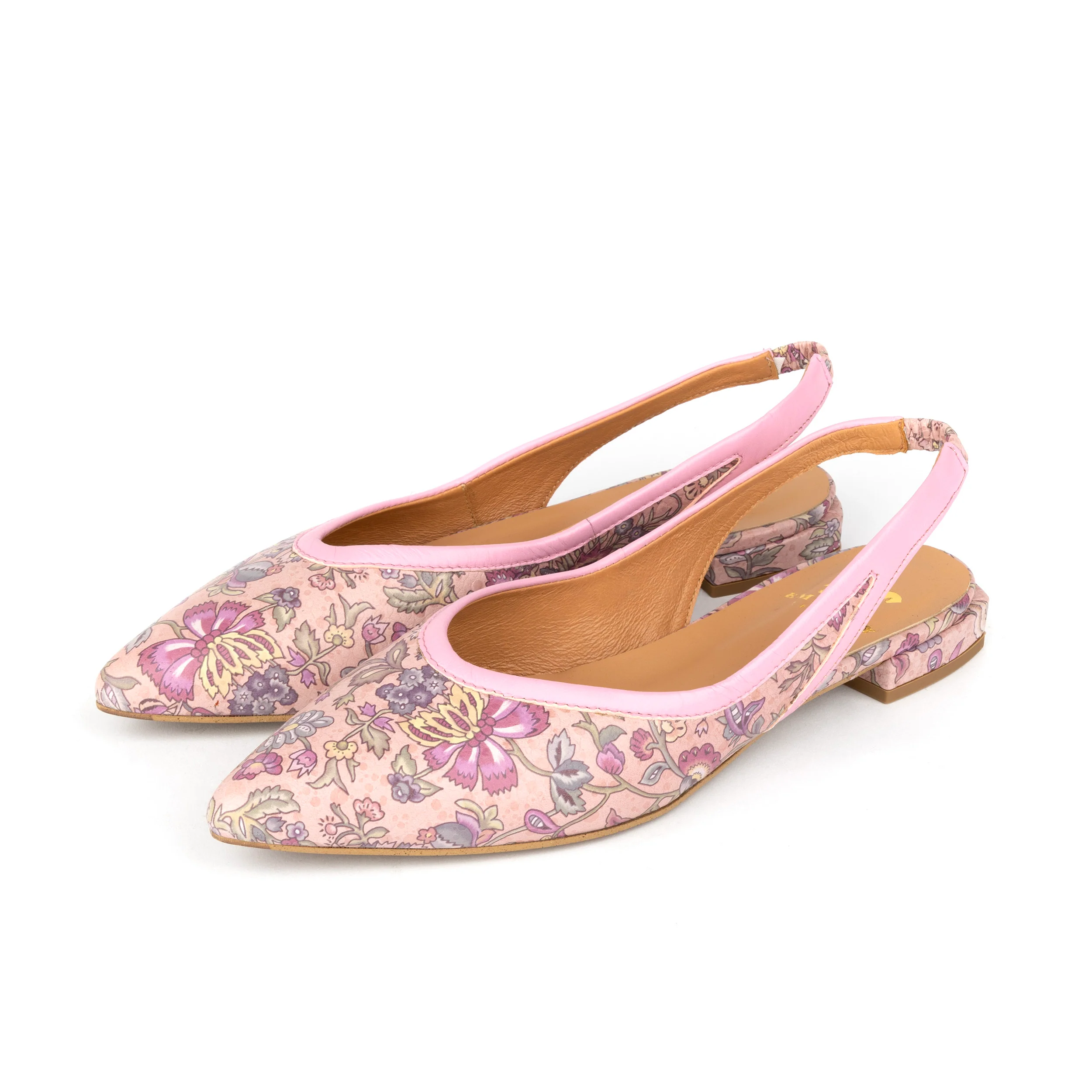 Holly - Pink Paisley - Women's Leather Flat Slingback - Image 9