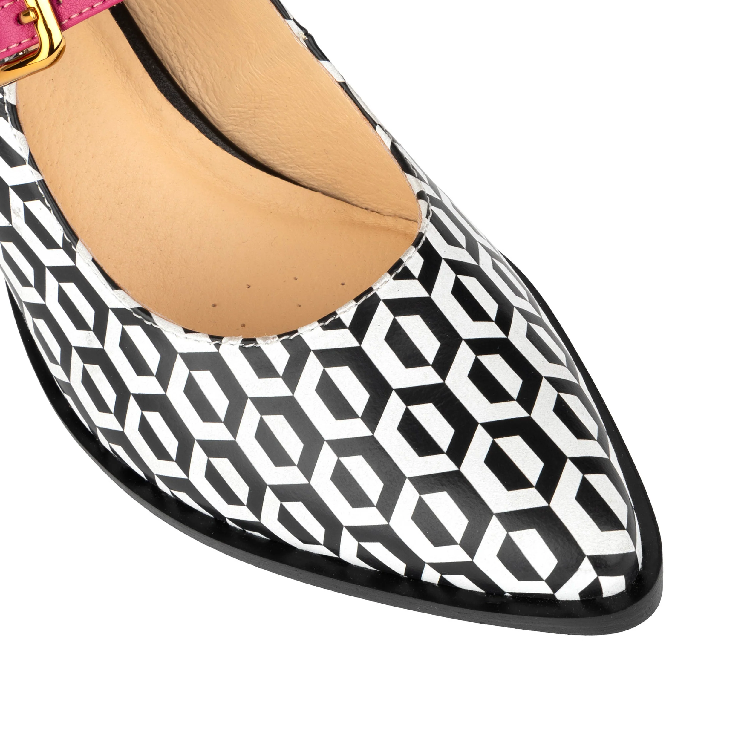 Hyde - Pink & Hexa Print - Women's Leather Mary Jane Pump - Image 8