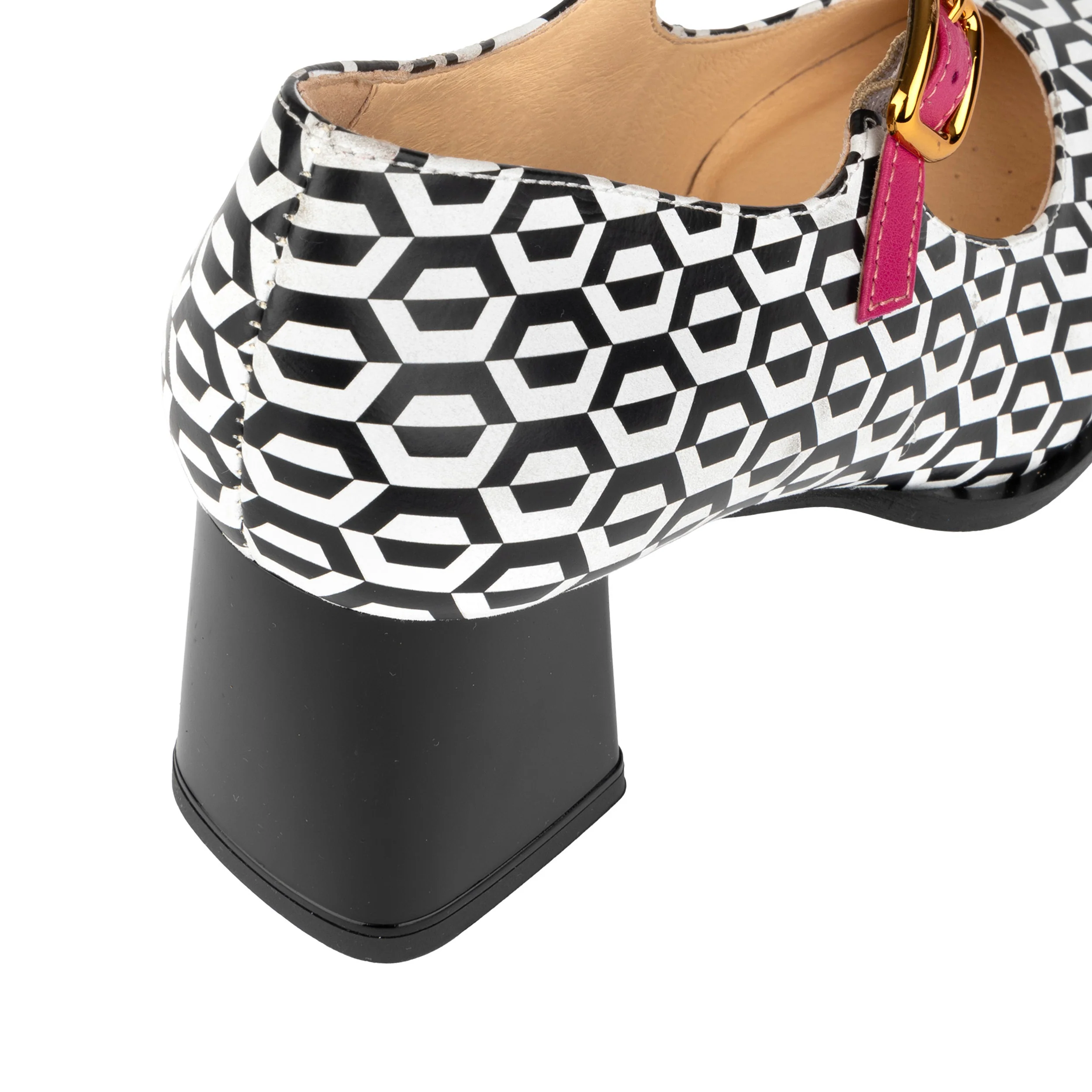 Hyde - Pink & Hexa Print - Women's Leather Mary Jane Pump - Image 9