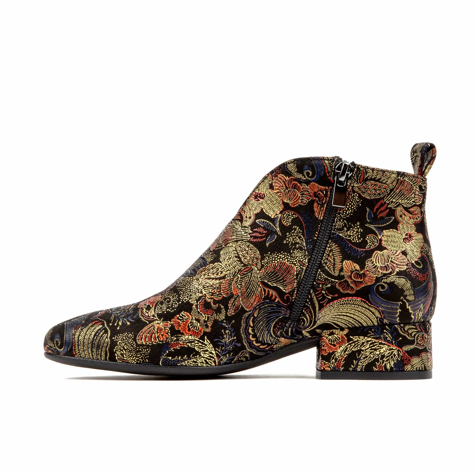 Iris - Black Multi - Women's leather side zip ankle boot with soft insoles - Image 4