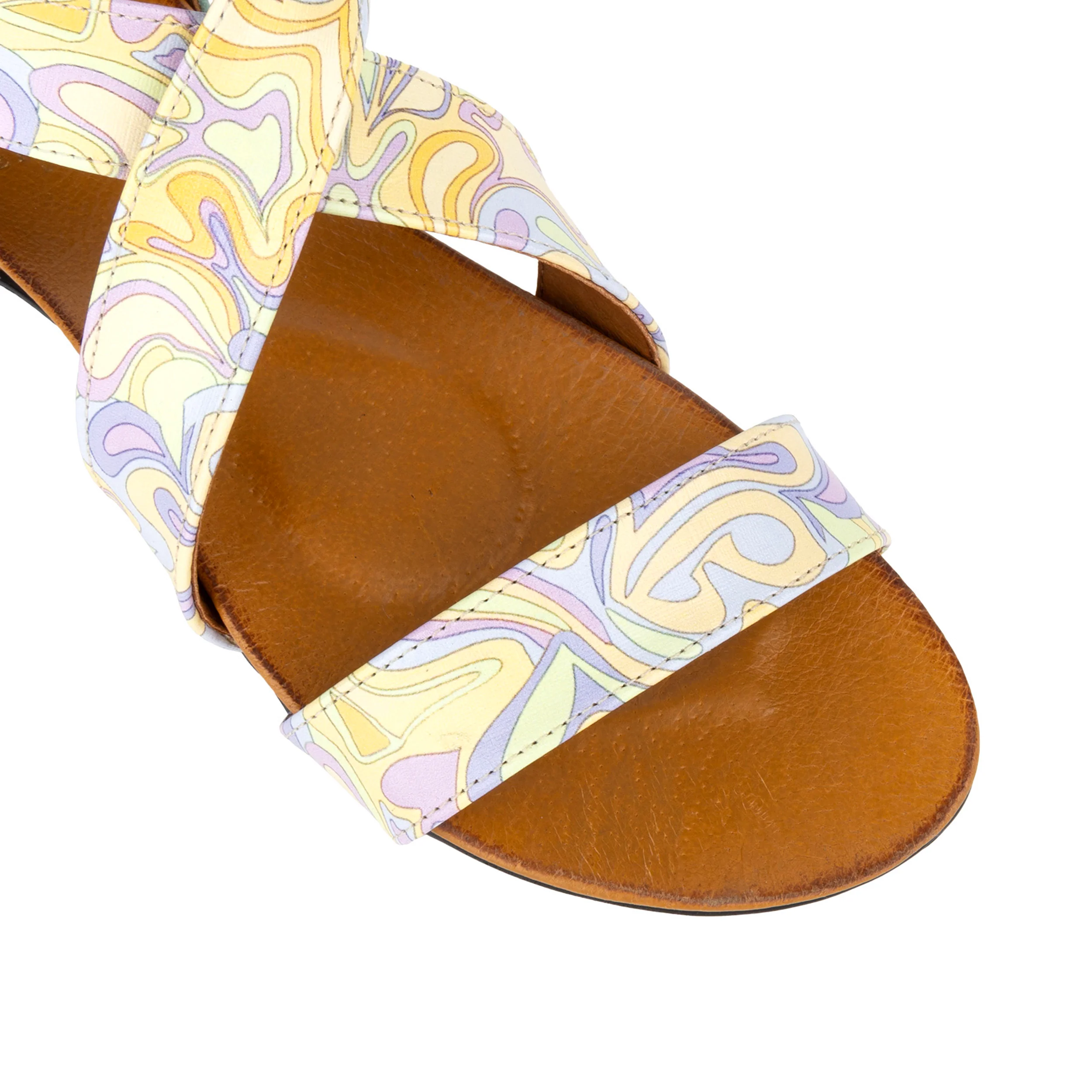 Isabella - Mint & Pastel Multi - Women's cross strap sandal with covered zip-up heel - Image 9