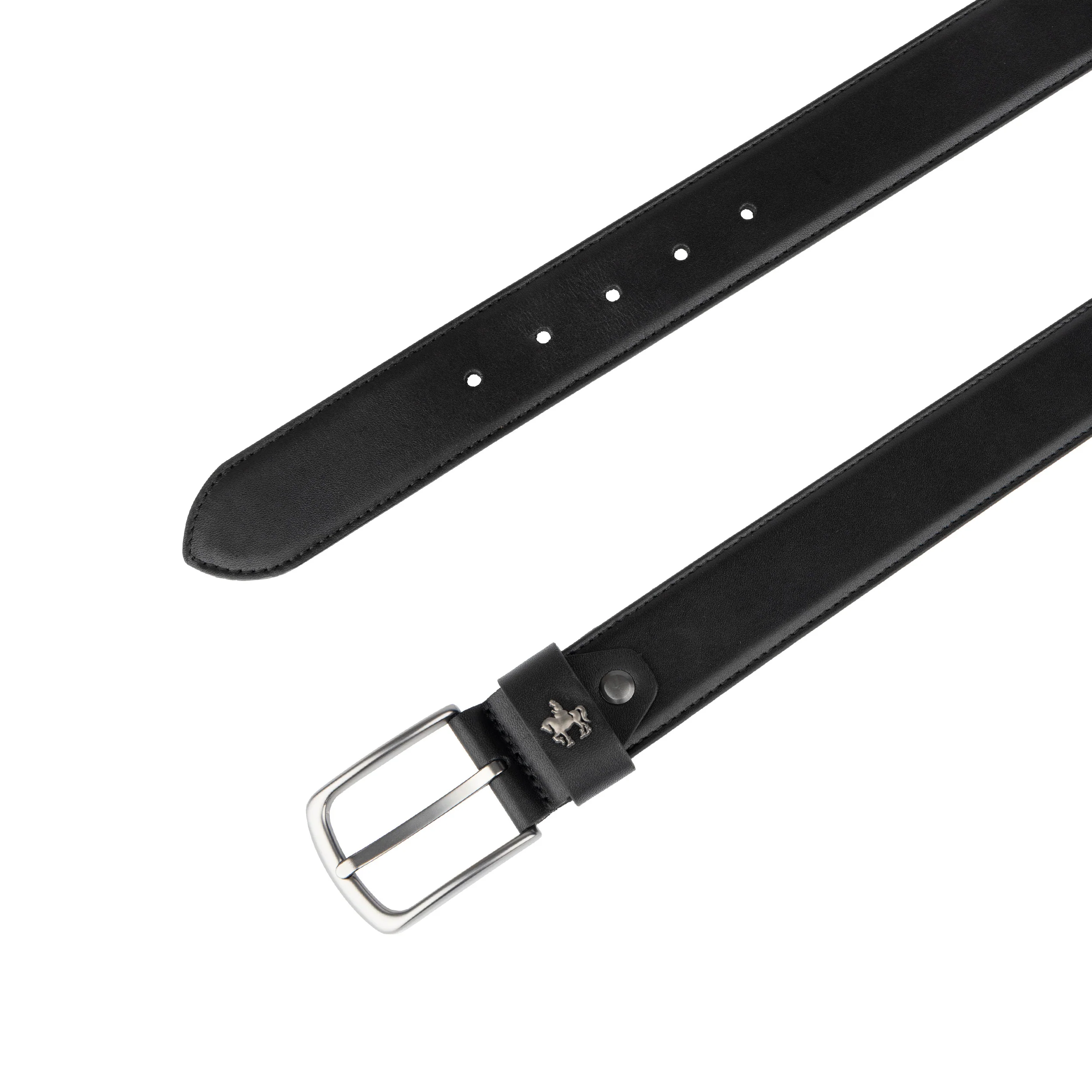 James - Black - Men's Leather Belt with gunmetal hardware - Image 3