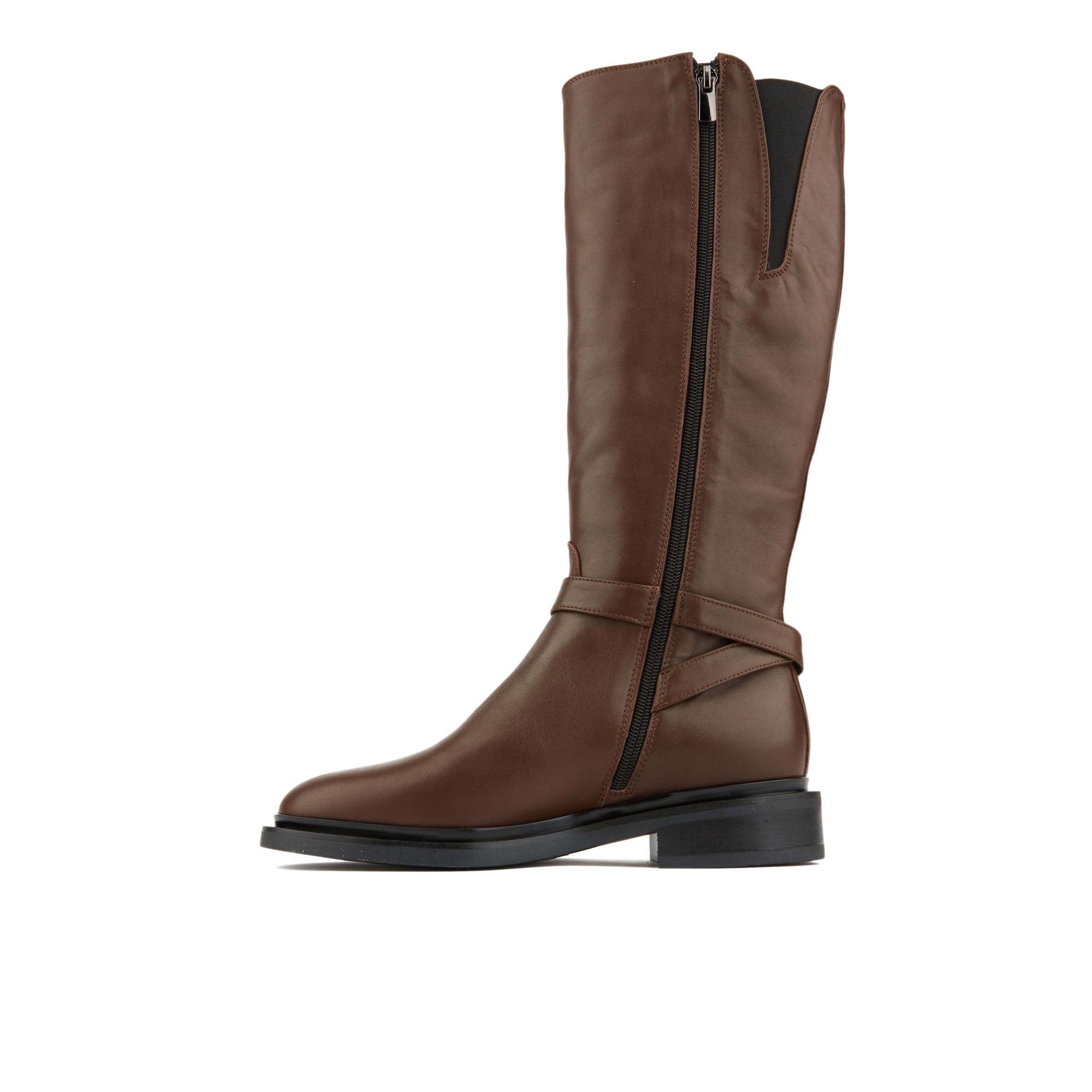 Jamie - Brown - Women's leather tall riding boots with rounded toe in brown - Image 3