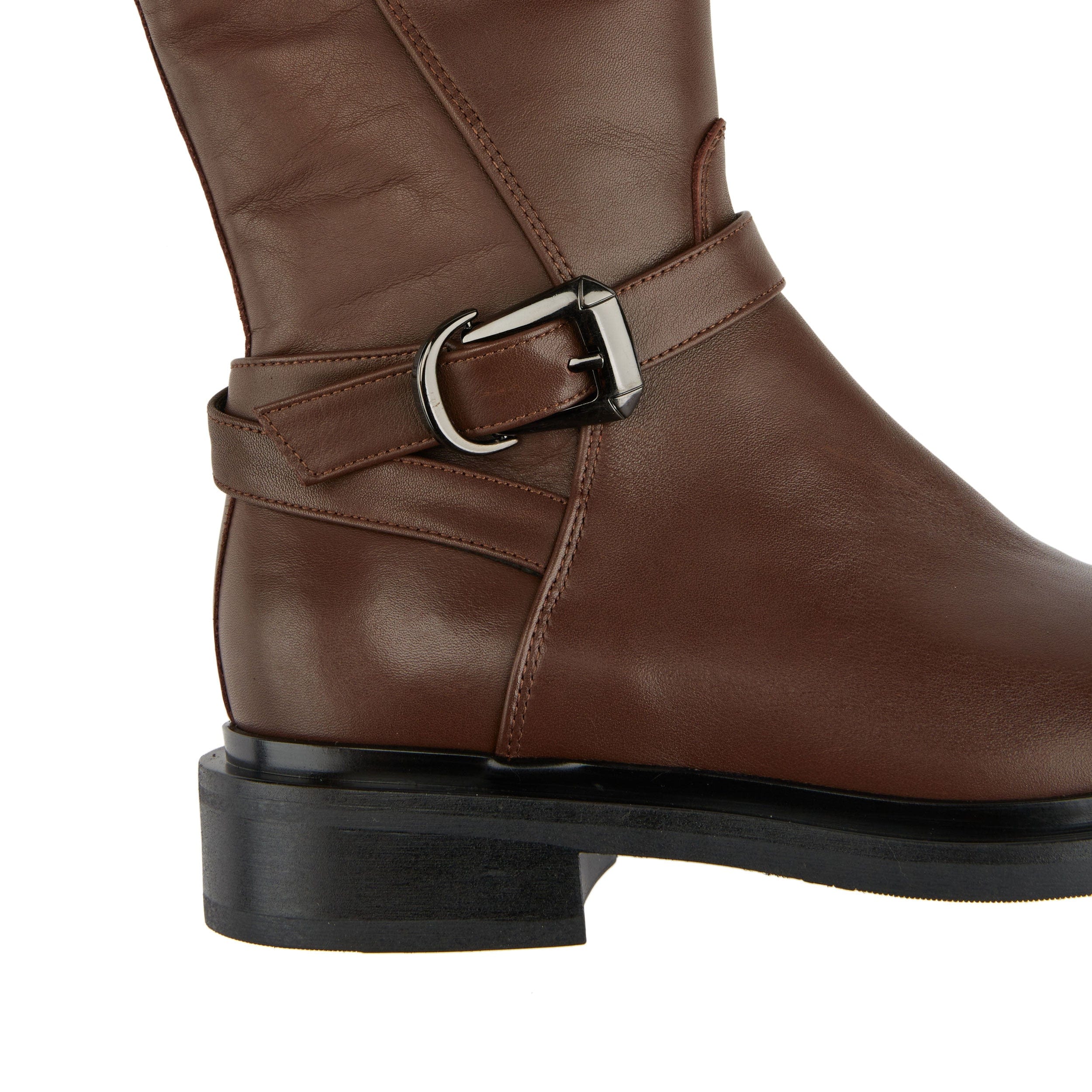 Jamie - Brown - Women's leather tall riding boots with rounded toe in brown - Image 7