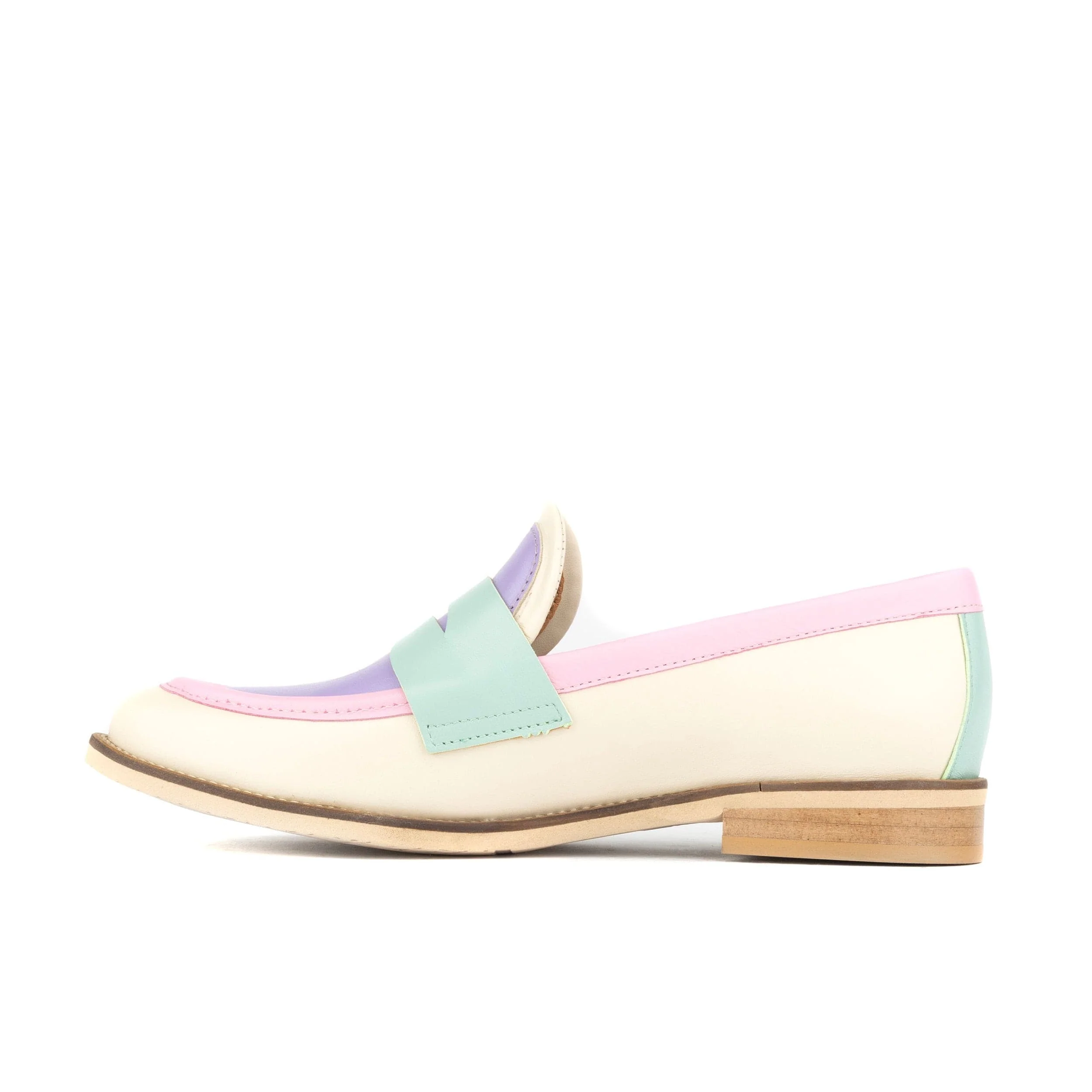 Kay - Multi Pastel - Women's leather dressy almond toe loafer in pastel colours - Image 3