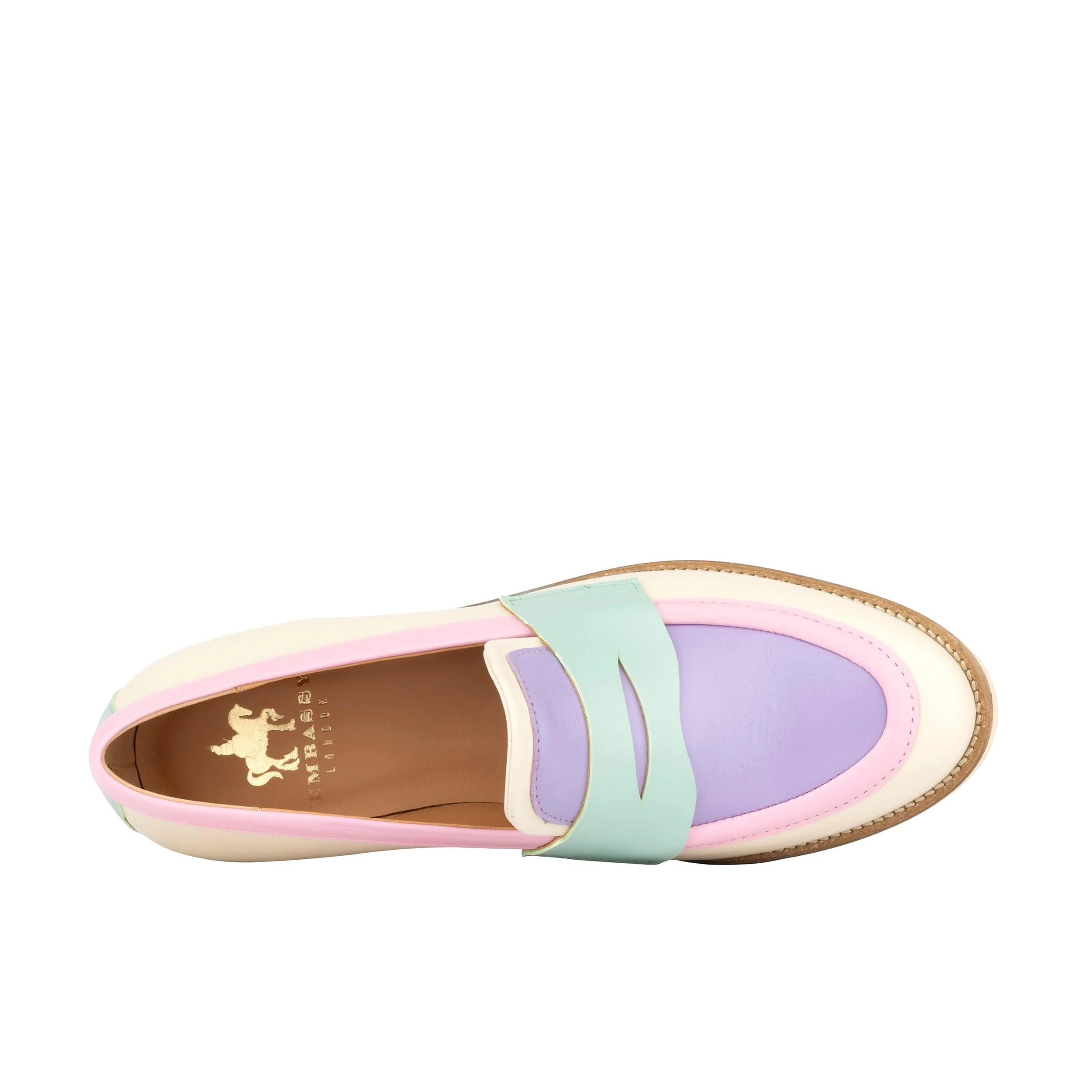 Kay - Multi Pastel - Women's leather dressy almond toe loafer in pastel colours - Image 6