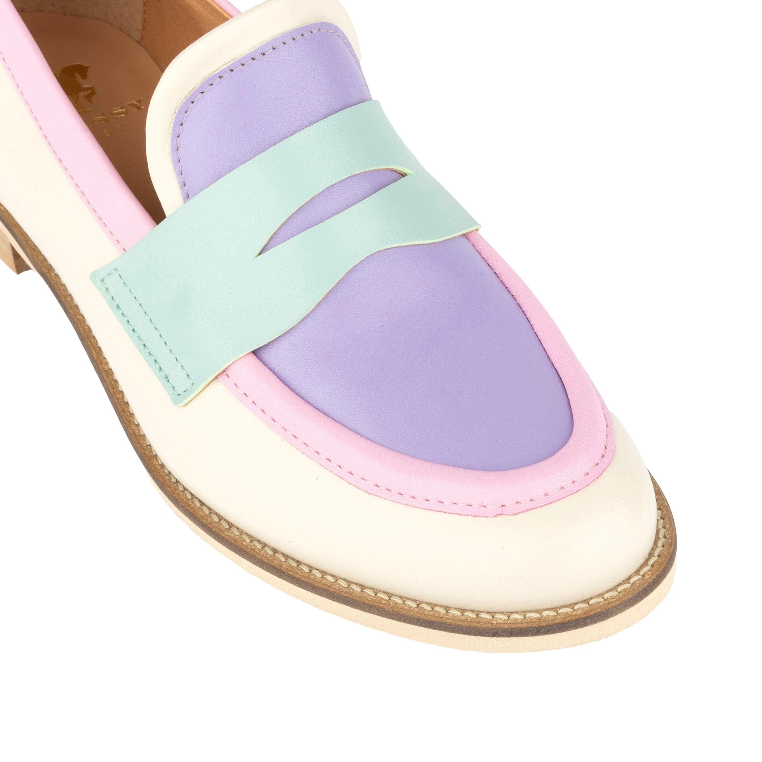 Kay - Multi Pastel - Women's leather dressy almond toe loafer in pastel colours - Image 7