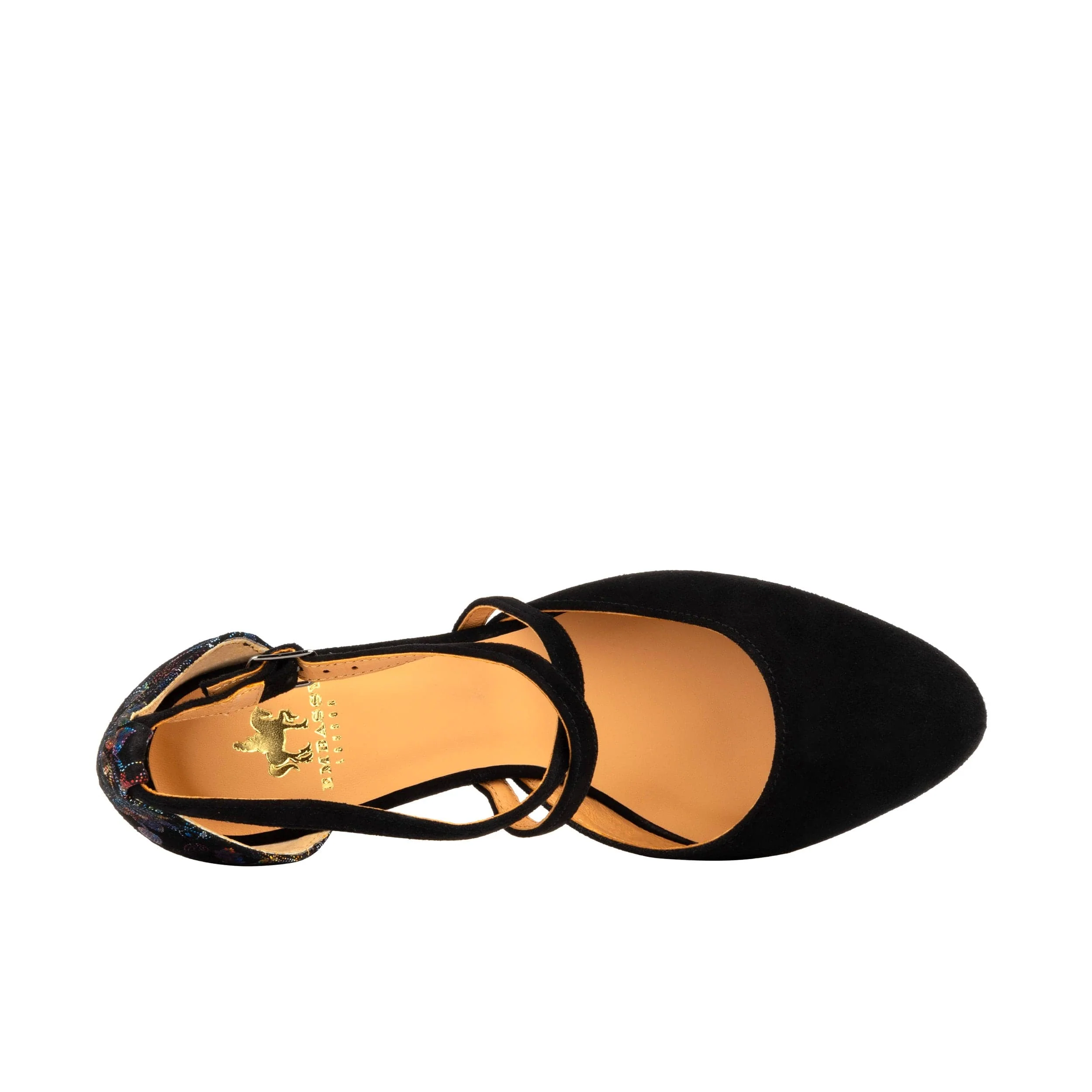 Kylie - Black Flower - Women's strappy 3 inch heel in black suede leather - Image 6