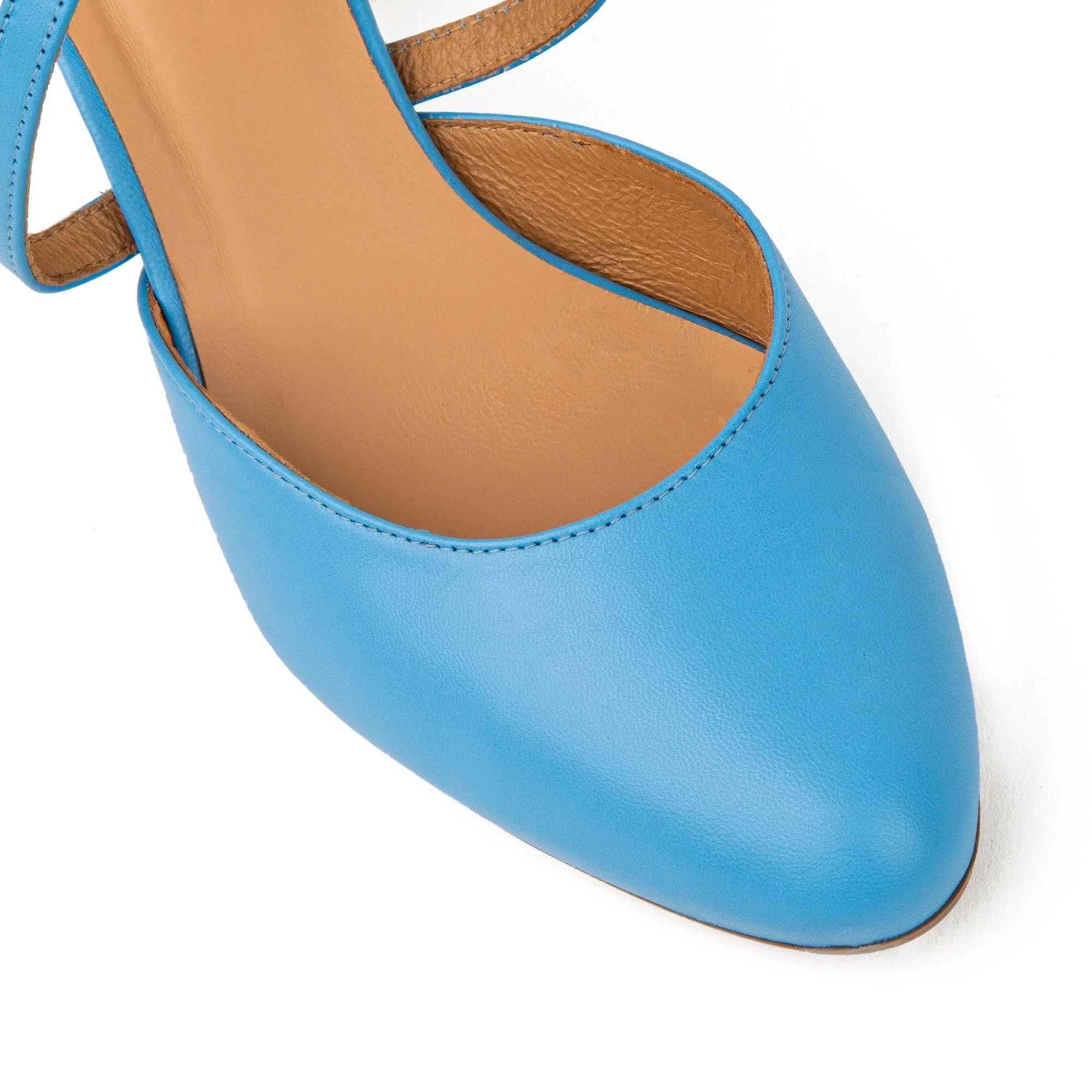 Kylie - Light Blue - Women's leather closed toe comfortable 3 inch block heel - Image 7