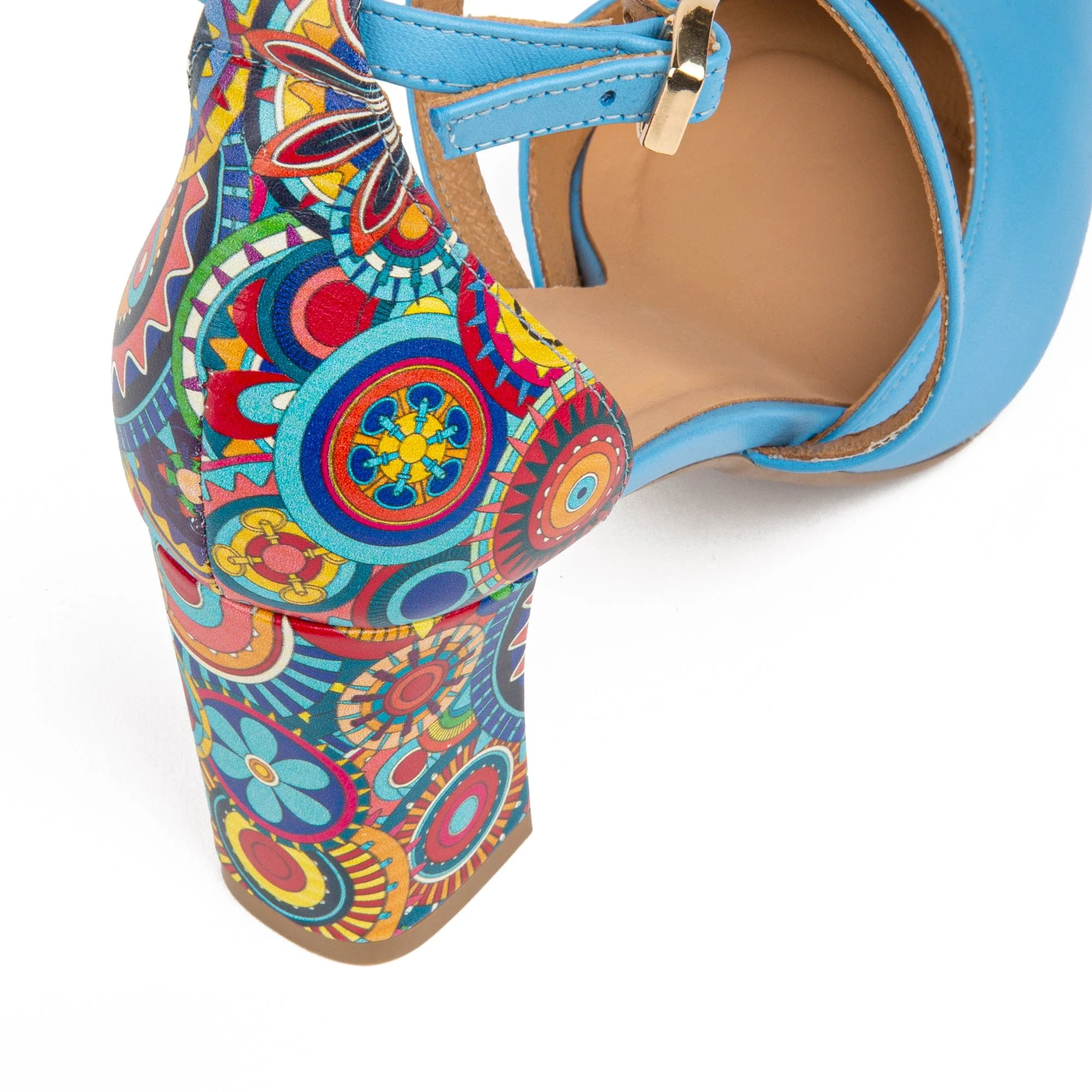 Kylie - Light Blue - Women's leather closed toe comfortable 3 inch block heel - Image 8